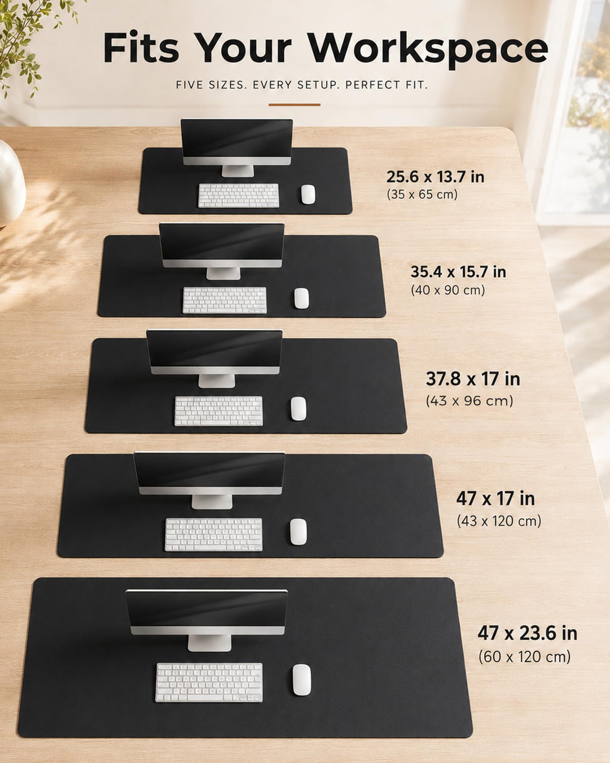 Aothia Cork Desk Mat - Dual-Sided Extra Large Desk Pad & Keyboard Mat, Long PU Leather Desk