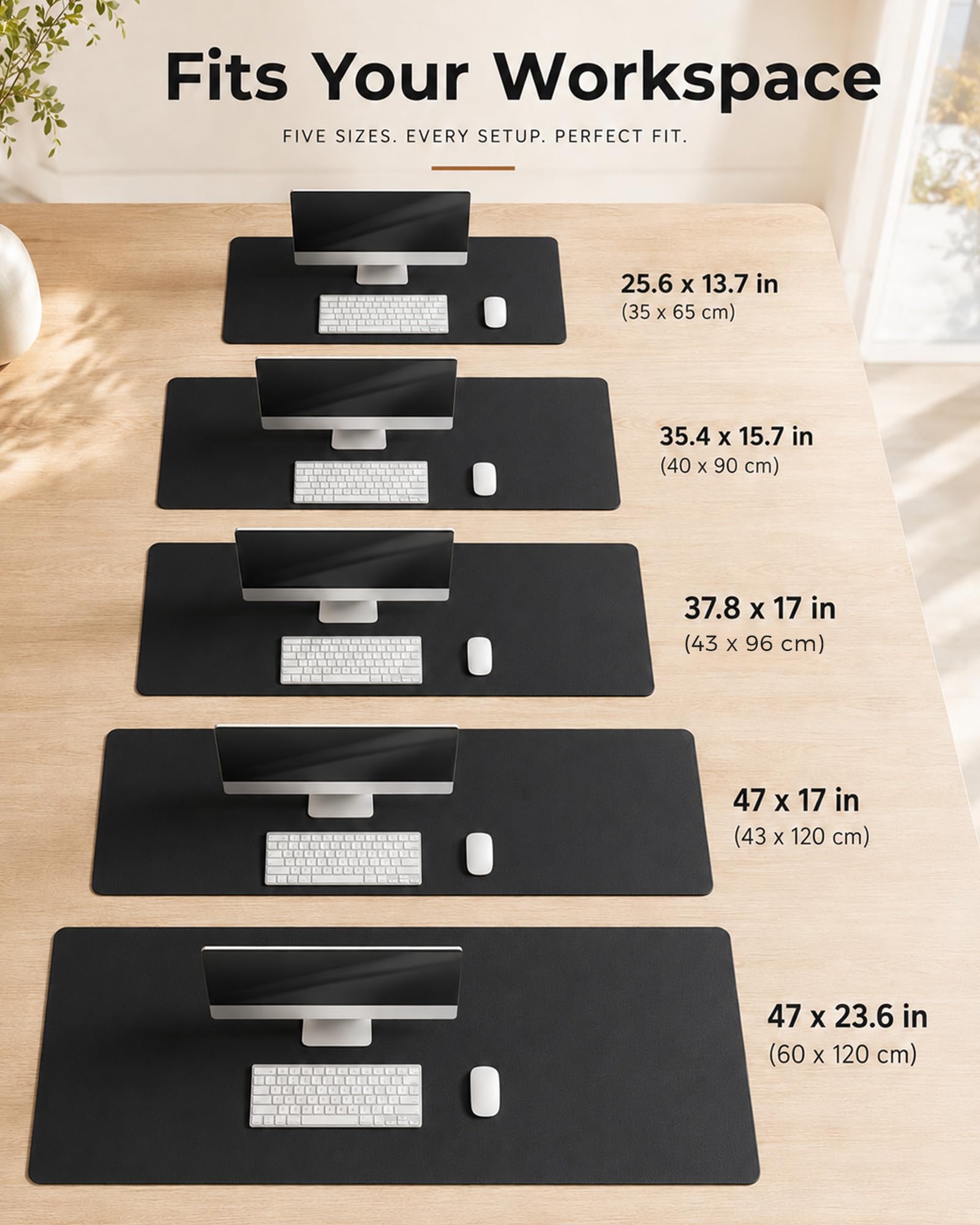 Aothia Cork Desk Mat - Dual-Sided XL PU Leather Desk Pad & Full Desk Protector, Large Waterproof