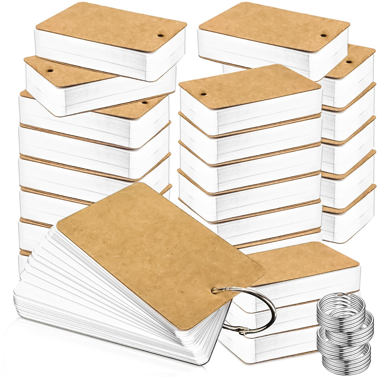 MotBach 1000 Pcs Flash Cards 2x3 Inch Index Cards with Ring Lined Note Card Bood Flashcards, Mini