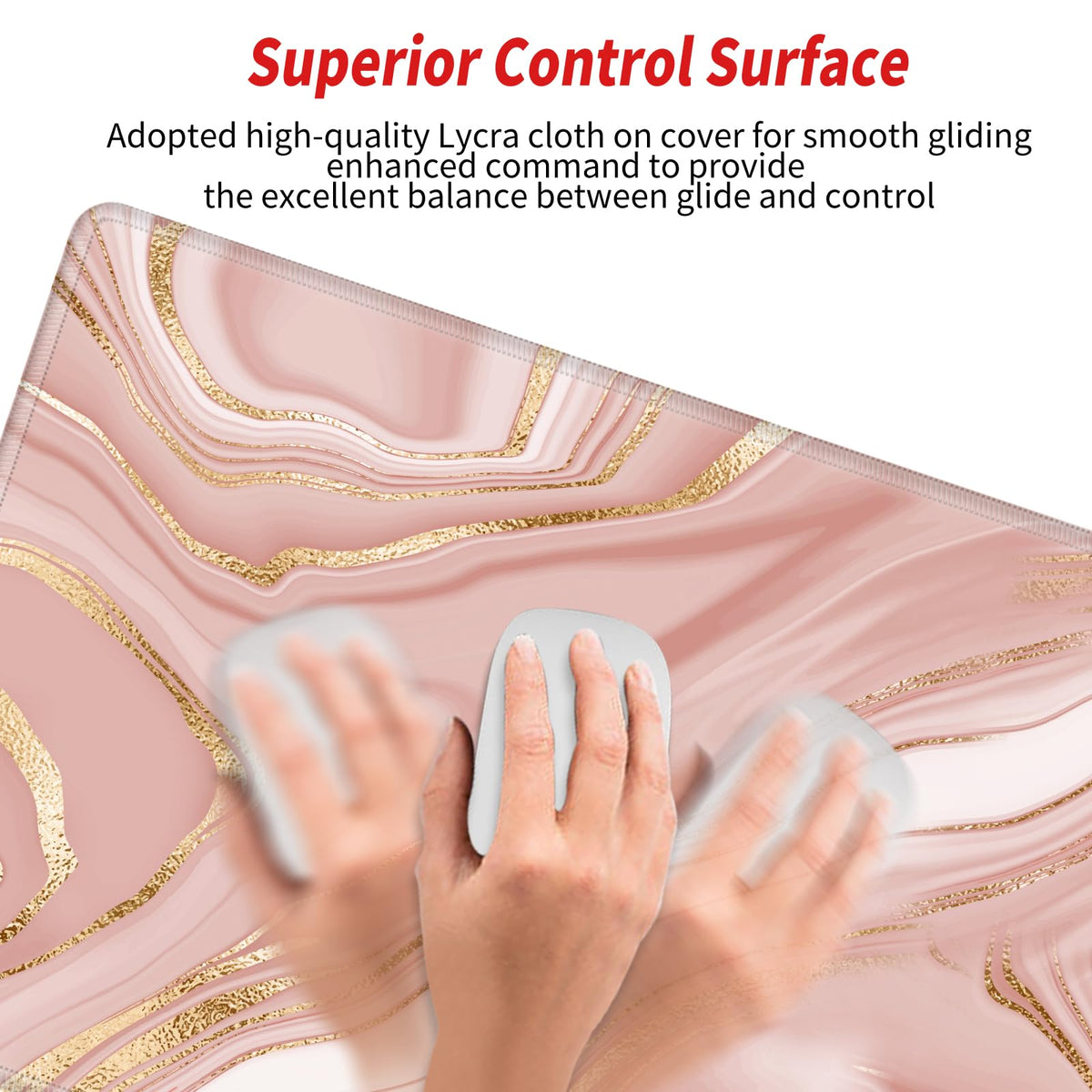 Gold Pink Marble Mouse Pad 24 x 12 inch Mousepad Gaming Desk Mat Large Computer Pad with Non-Slip