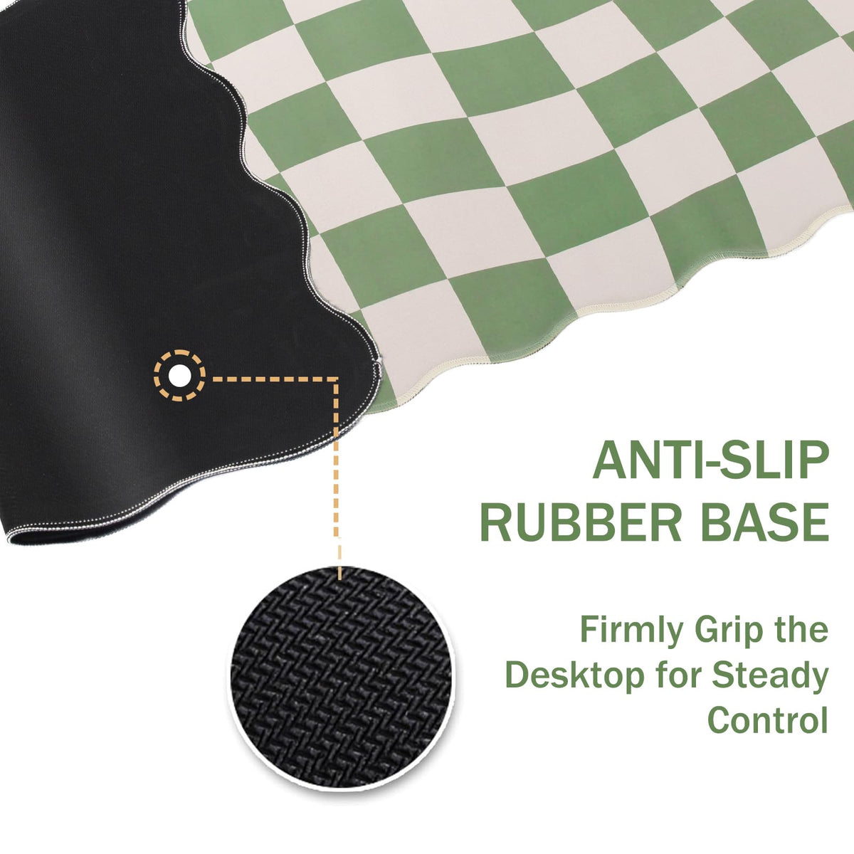 L-SPOUTTO Green Mouse Pad,Geometric Desk Mat XXL Large Scalloped Gaming Mousepad,35.4x15.7in