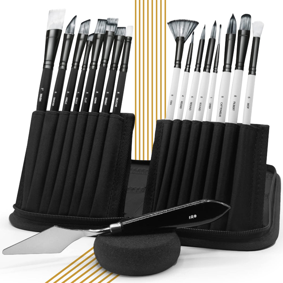 IRO Artist Paint Brush Set of 15 Professional Flat Paint Brushes for Acrylic Painting and Oil