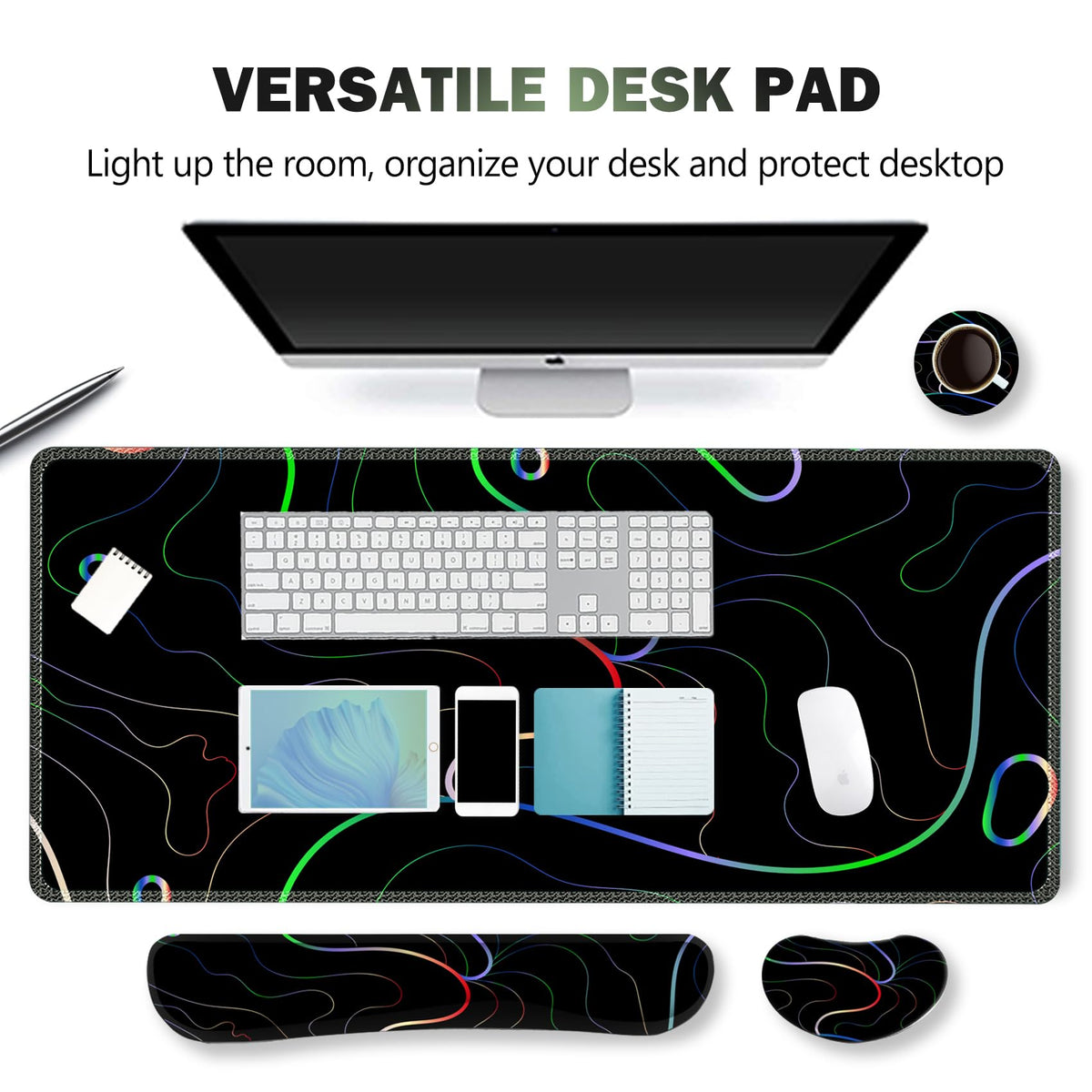 ARTSO Gaming Mouse Pad Wrist Support Set, XXL Large Desk Mat Mousepad + Keyboard Wrist Support+