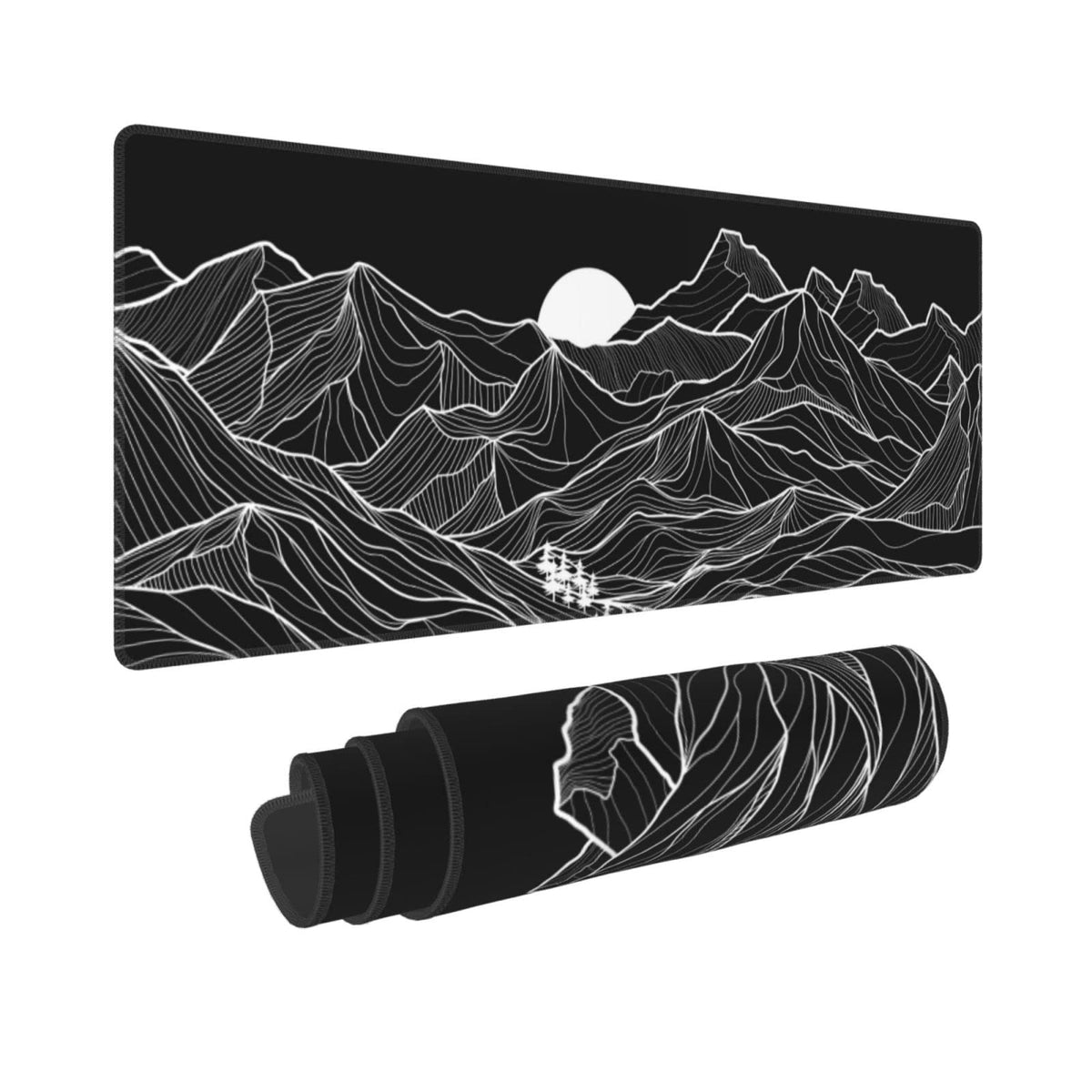 Abstract Mountain Black White XXL XL Large Gaming Mouse Pad for Desk, Non-Slip Long Extended