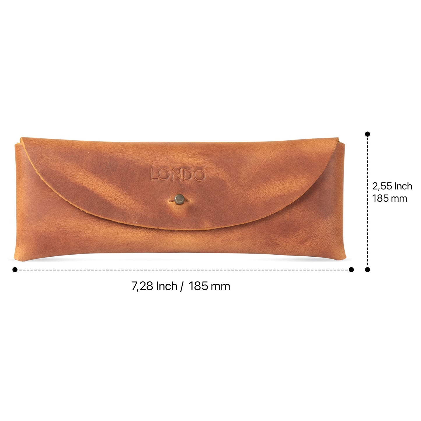Londo Genuine Leather Retro Pen and Pencil Case - Metal Snap Fastener, Pencil Pouch Stationery Bag