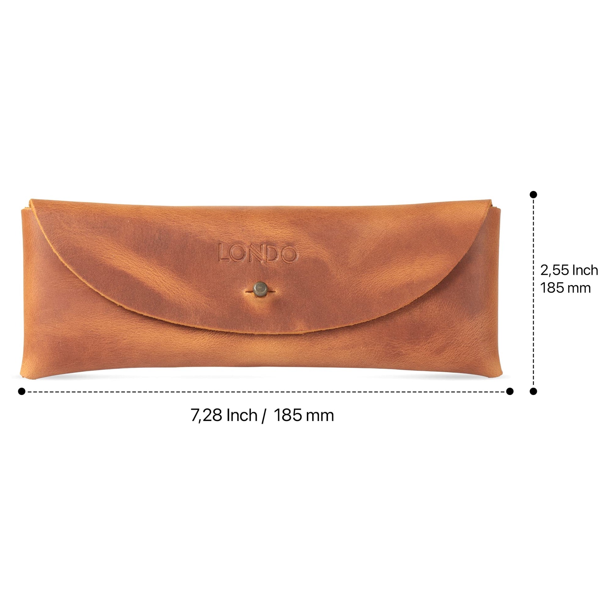 Londo Genuine Leather Retro Pen and Pencil Case - Metal Snap Fastener, Pencil Pouch Stationery Bag