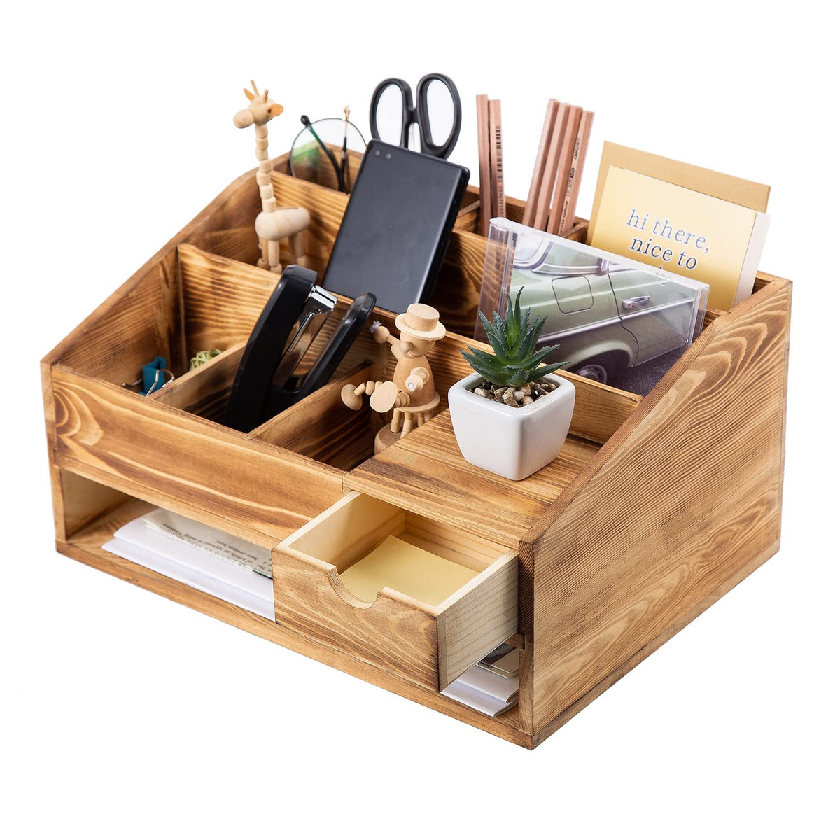 VERGOODR Wood Desk Drawer Organizers with File Organizer Pen holder Decor combo for Desk