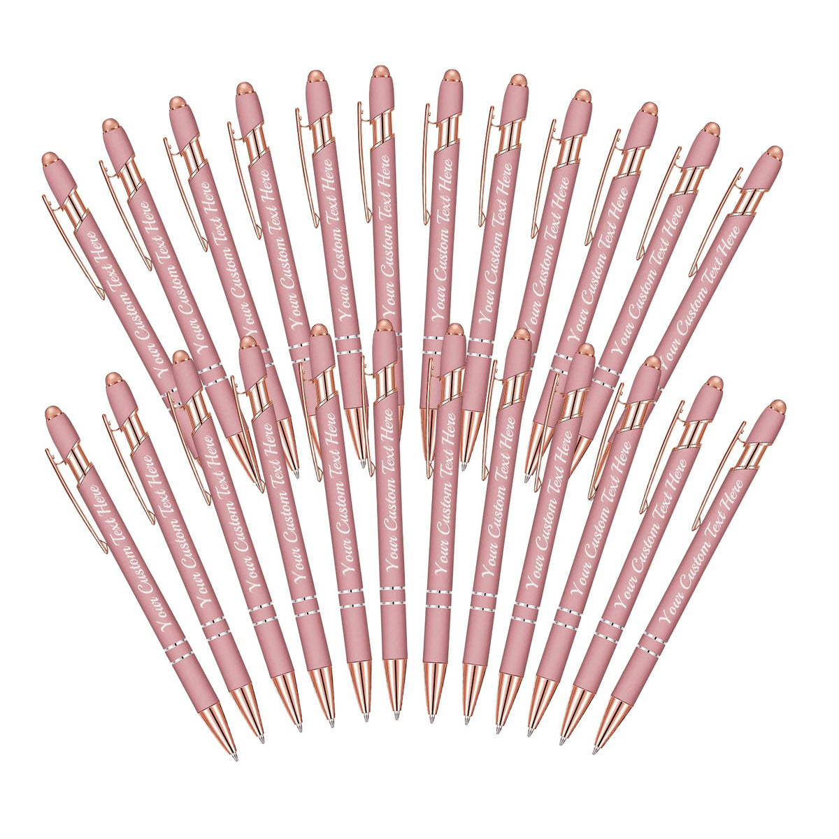 Betenshtresk Personalized Ballpoint Pen 24pcs, Custom Pens Free Engraved Bulk with Name Logo, Soft