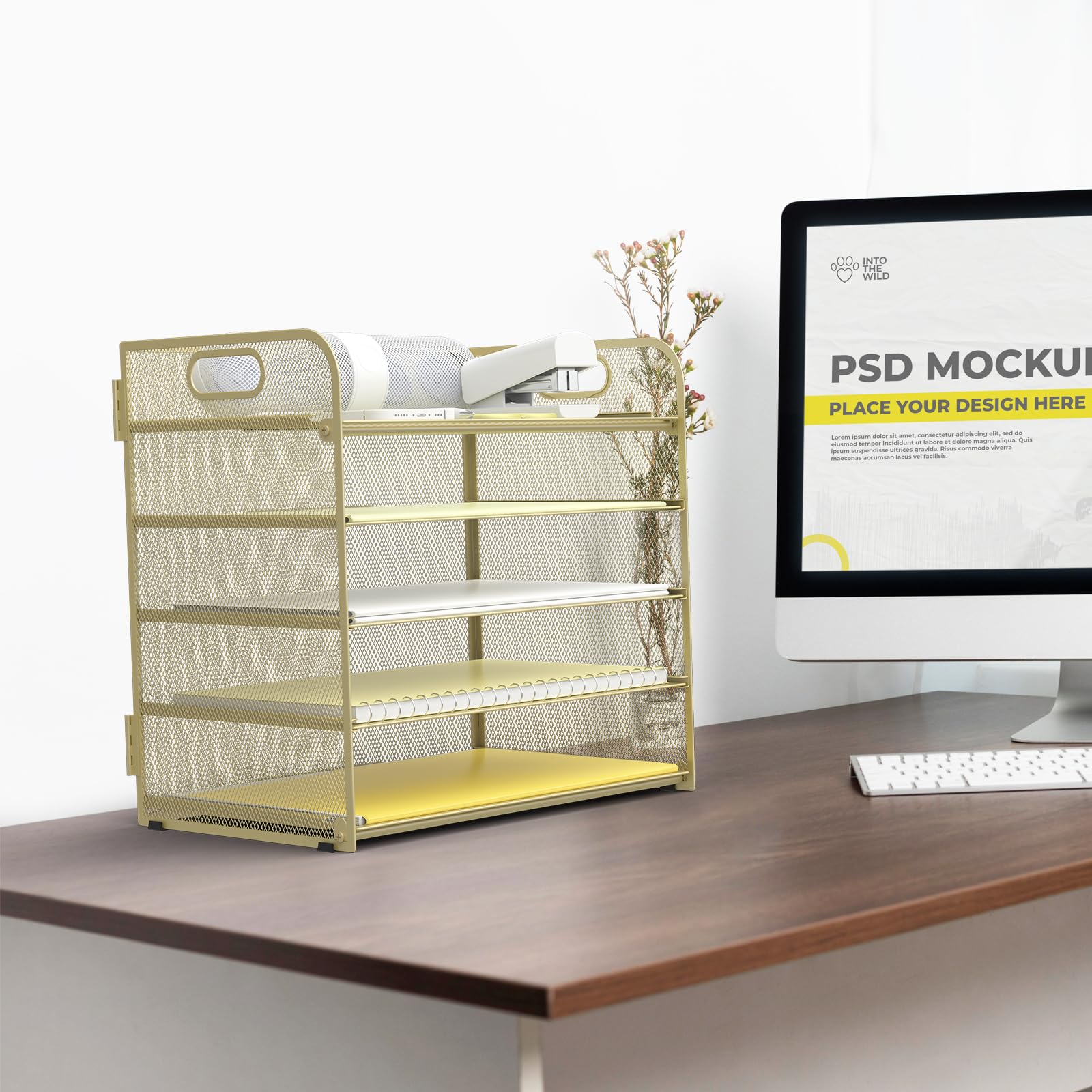 Sinboun Letter Tray Paper Organizer 5-Tier Desk Organizer File Organizer Paper Holder with Handle