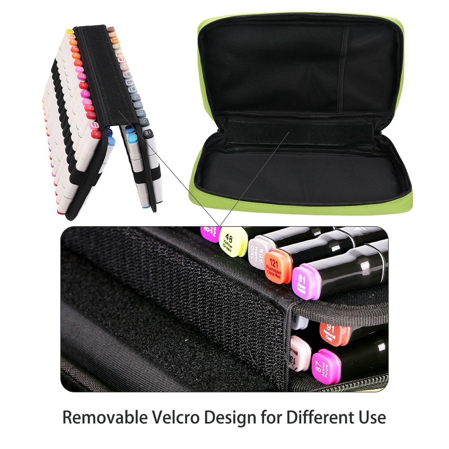 BOMKEE 60 Slots Marker Organizer Case, Large Marker Case for 60 Markers Big Capacity Marker Storage