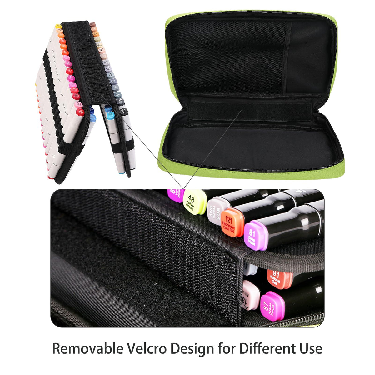 BOMKEE 60 Slots Marker Organizer Case, Large Marker Case for 60 Markers Big Capacity Marker Storage