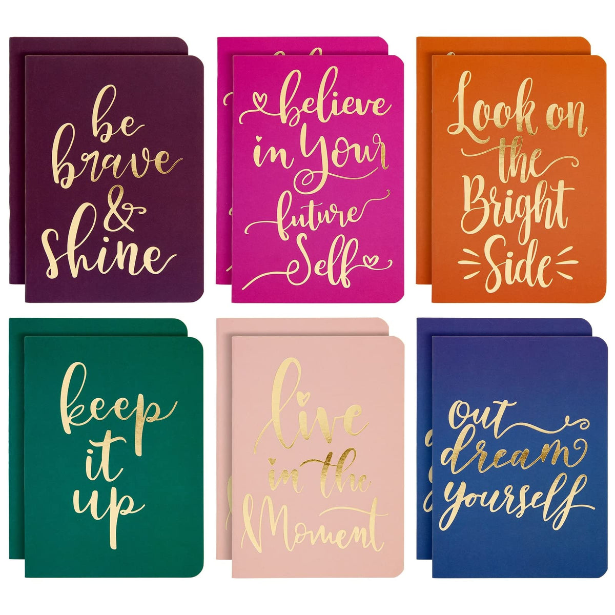 Paper Junkie 12-Pack of Inspirational Notebooks for Women, Writing, Motivation, Small Pocket
