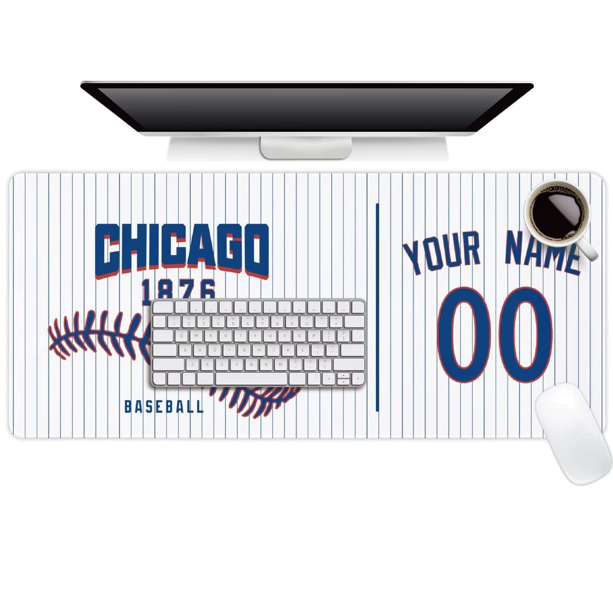 Chicago Mouse Pad Custom Any Name and Number Personalized Desk Pad for Men Women Youth Gifts