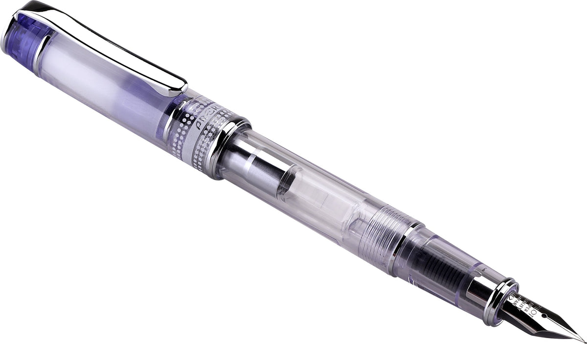 PILOT Prera Fountain Pen, Clear Barrel with Blue/Silver Accents, Medium Nib (60821)