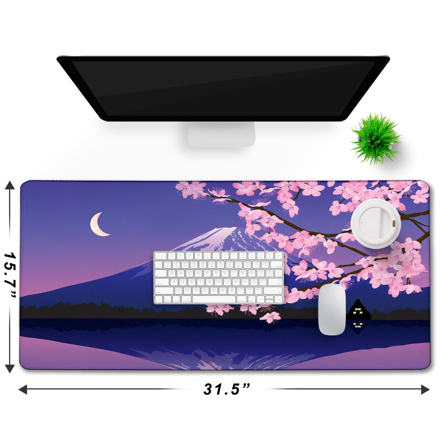 Large Extended Gaming Mouse Pad with Stitched Edges, Non-Slip Waterproof Rubber Base Mouse Pad for