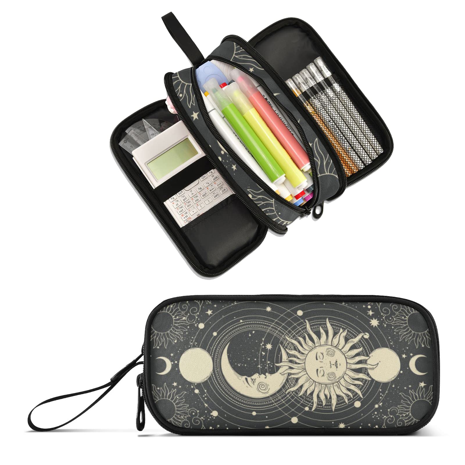XUWU Celestial Boho Moon Large Capacity Pencil Case Pencil Pouch Pen Box