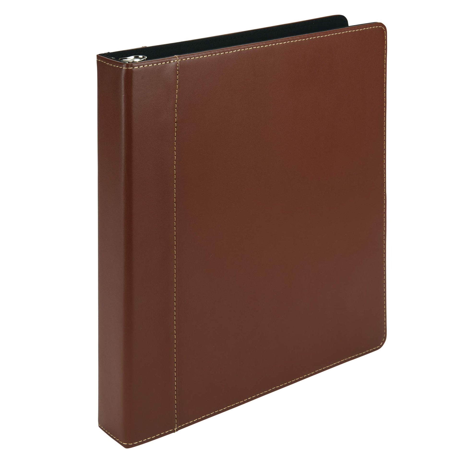 Samsill 1 Inch 3 Ring Binder, Leather, Brown with Contrast Stitching, 8.5X 11 Inch, 3 Rings