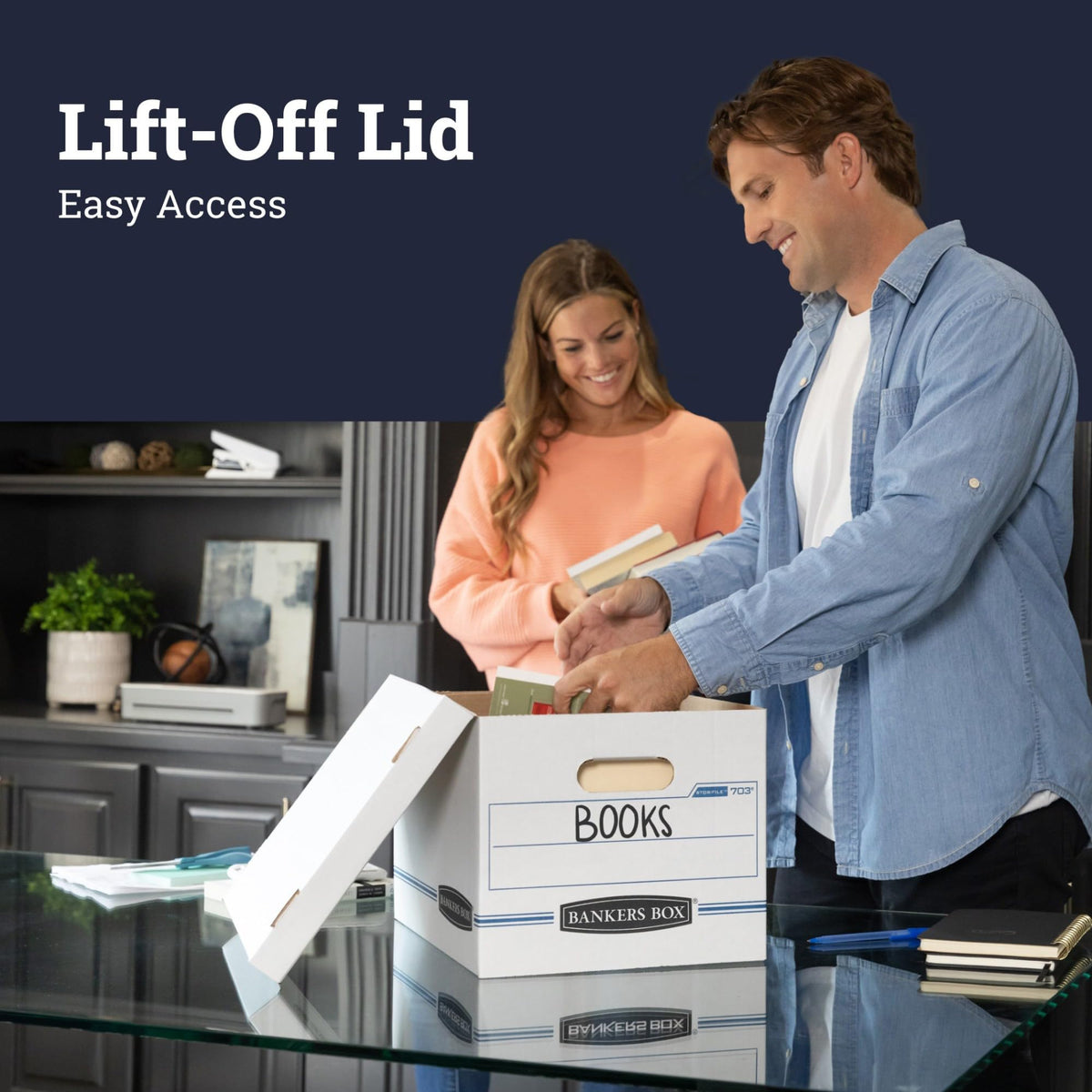 Bankers Box 703 Letter / Legal 10x12x15 Basic-Duty Storage & File Boxes w/ Lift-Off Lids (Pack of