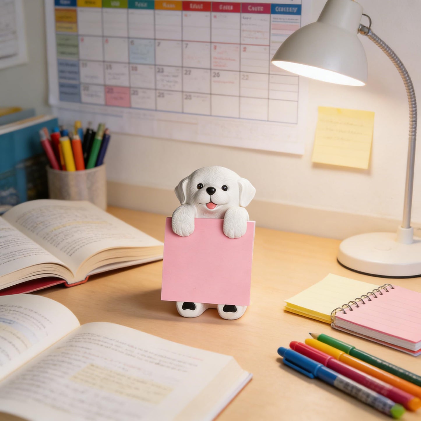 HORTIX Dog Pop-Up Sticky Note Dispenser for 3x3 in Notes, Black & White