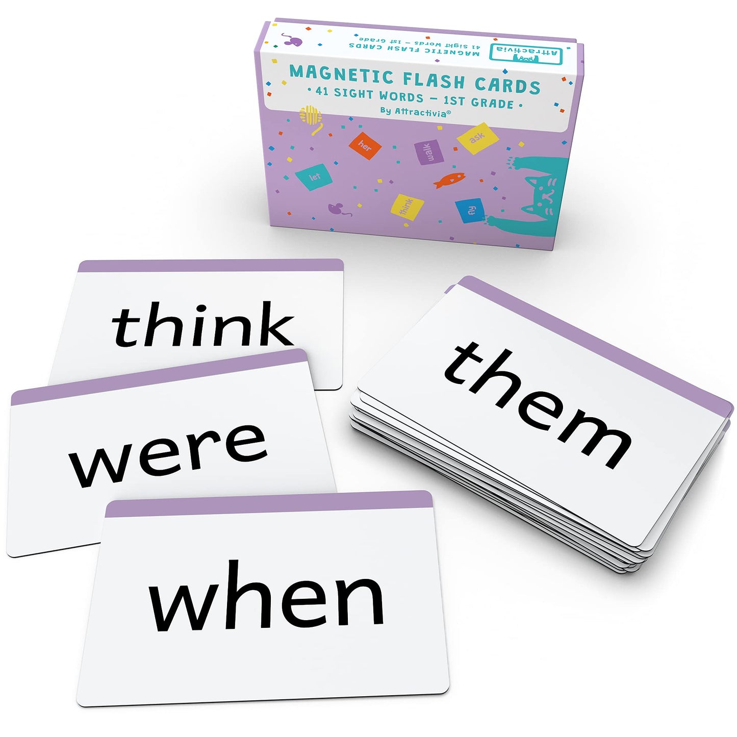 Attractivia 1st Grade Sight Words Magnetic Flash Cards(First Grade) - 41 Sturdy Large Dolch Cards