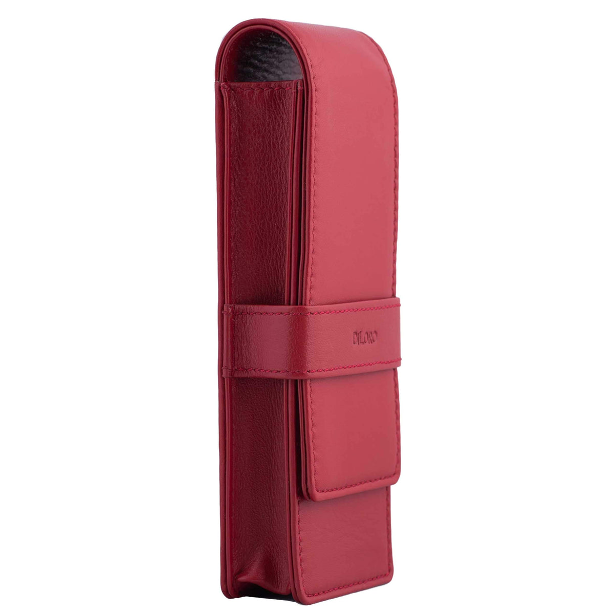 DiLoro Leather Triple Pen Case Pencil Pouch Holder for Three Fountain Ballpoint Rollerball Pens and