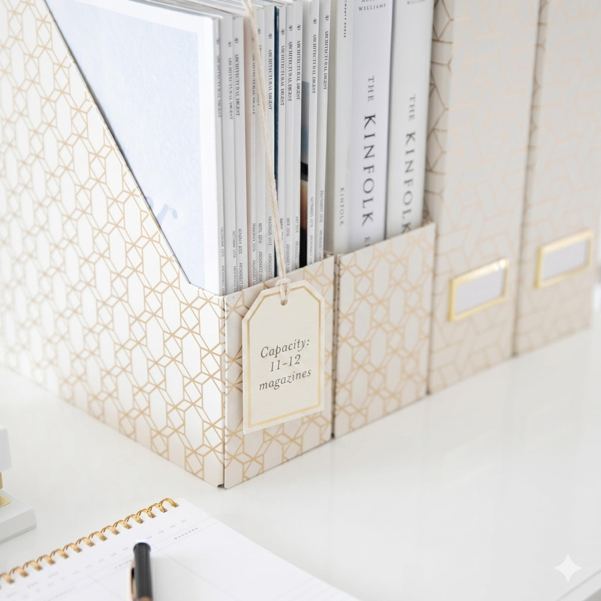 BLU MONACO | Cardboard Magazine File Holder Set of 4 | Vertical Magazine File Holder for Desk and