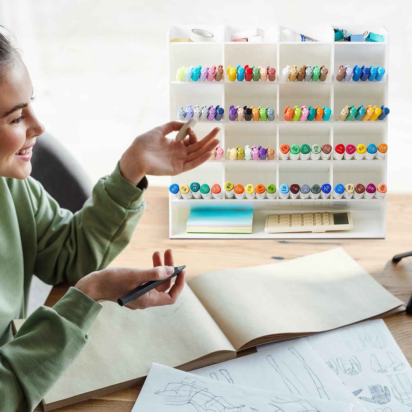 MotiMind Acrylic Pen and marker Organizer for 250 Markers