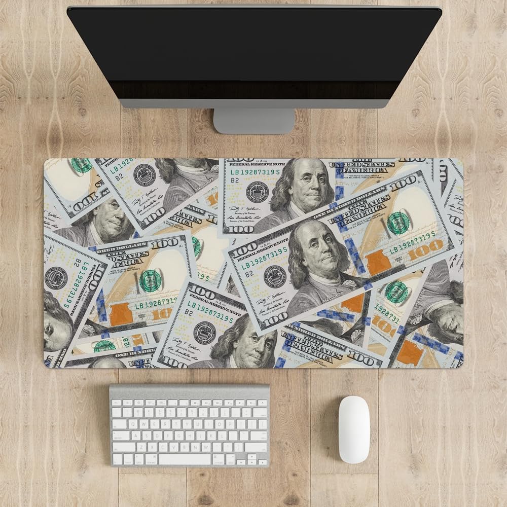 Reateforin Cool US Dollar Currency Money Gaming Mouse Pad Hundreds of 100 Dollar Bills Non-Slip