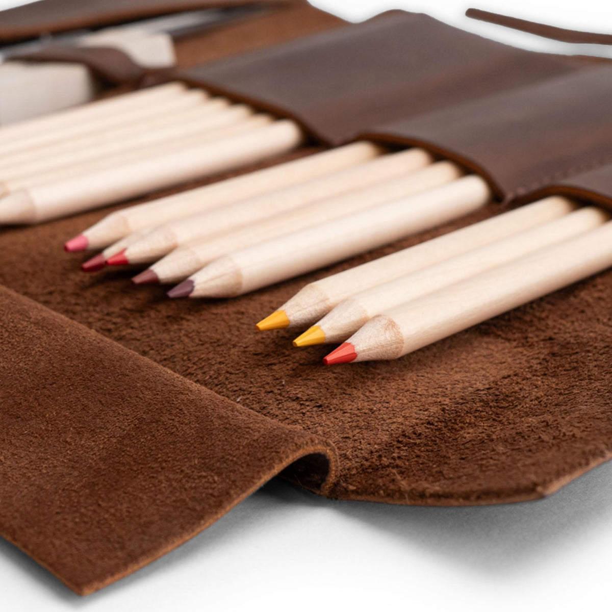 Hide & Drink, Rustic Leather Pencil Roll Pouch, Multi-Purpose Storage Wrap for Scissors, Earphones