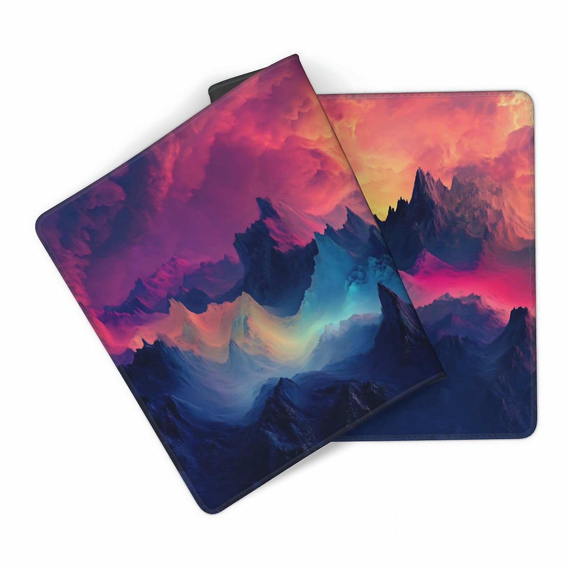 Aesthetic Cloud Gaming Mouse Pad, Blue Purple Surrealism Desk Mat with Anti-Slip Base & Stitched