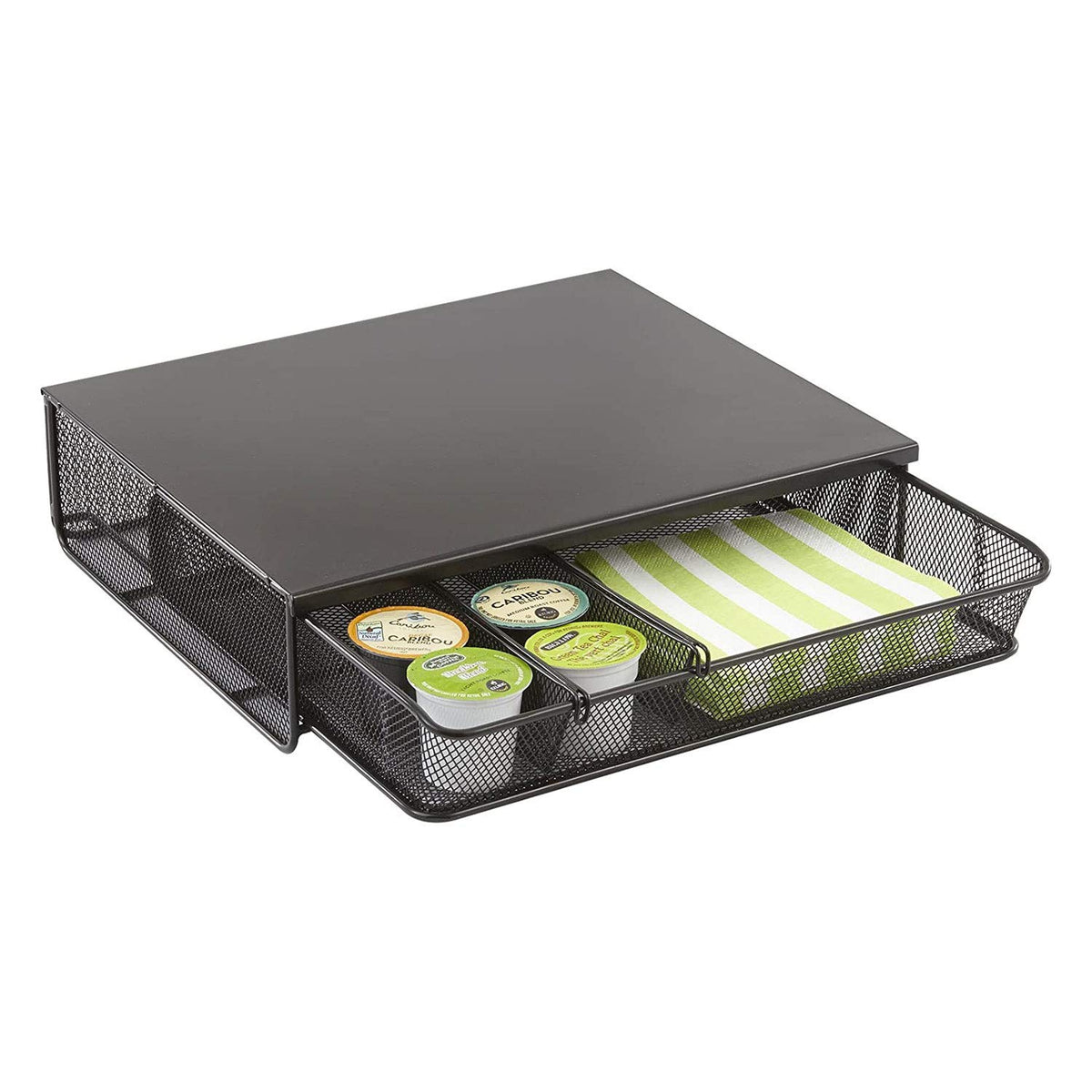 Safco Coffee and Sugar Organizer 3274BL Hospitality Tray, Home, Office, & Hotel, 1 Drawer, Black