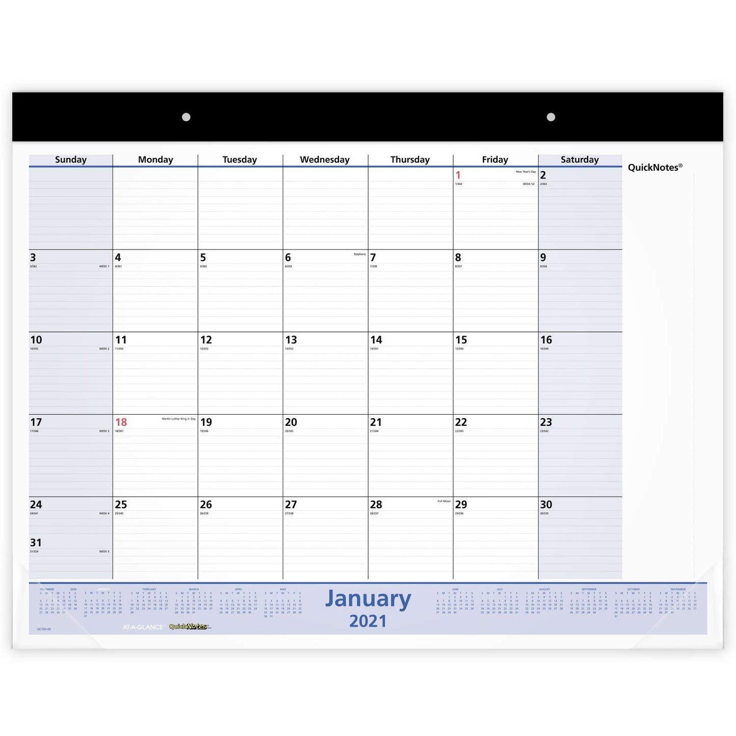 2021 Desk Calendar by AT-A-GLANCE, Monthly Desk Pad, 22" x 17", Standard, QuickNotes (SK7000021)