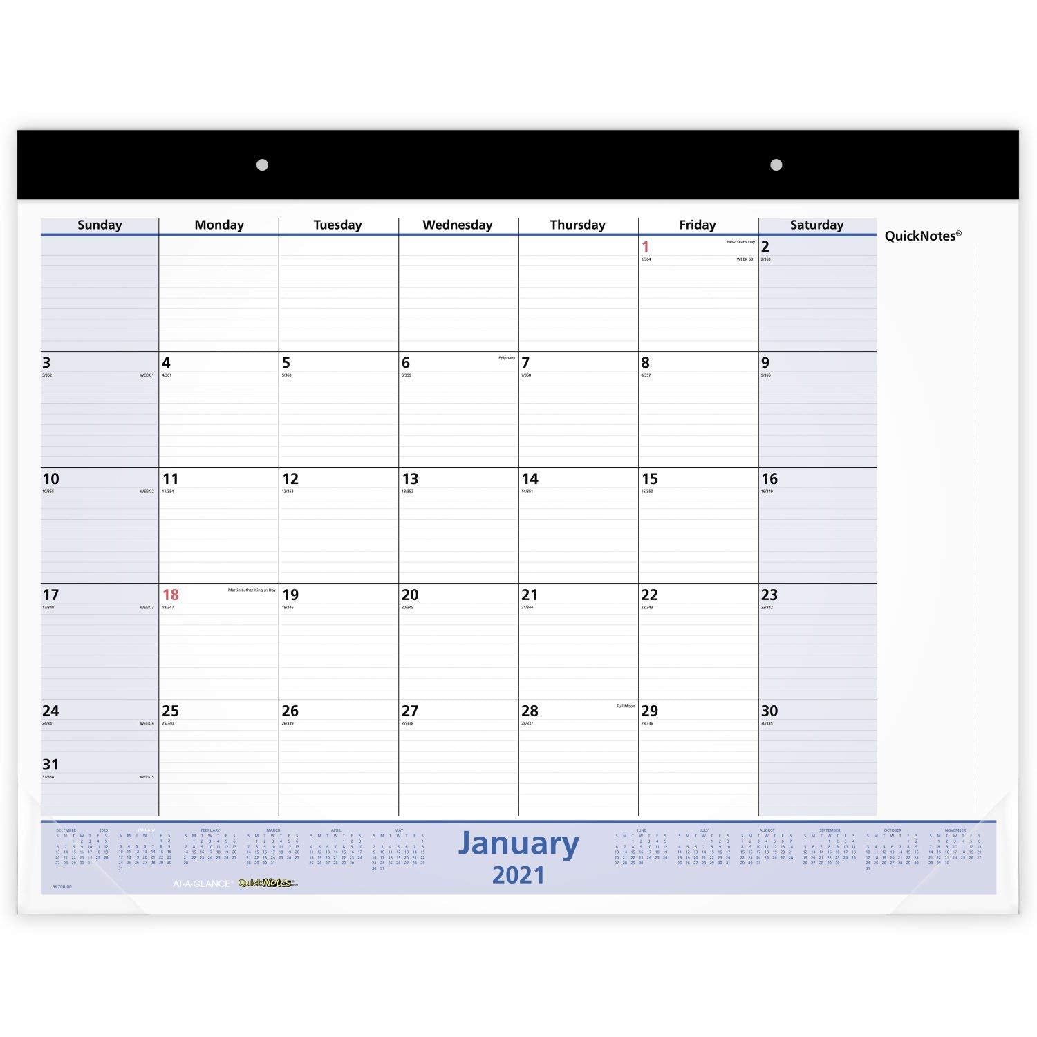2021 Desk Calendar by AT-A-GLANCE, Monthly Desk Pad, 22" x 17", Standard, QuickNotes (SK7000021)
