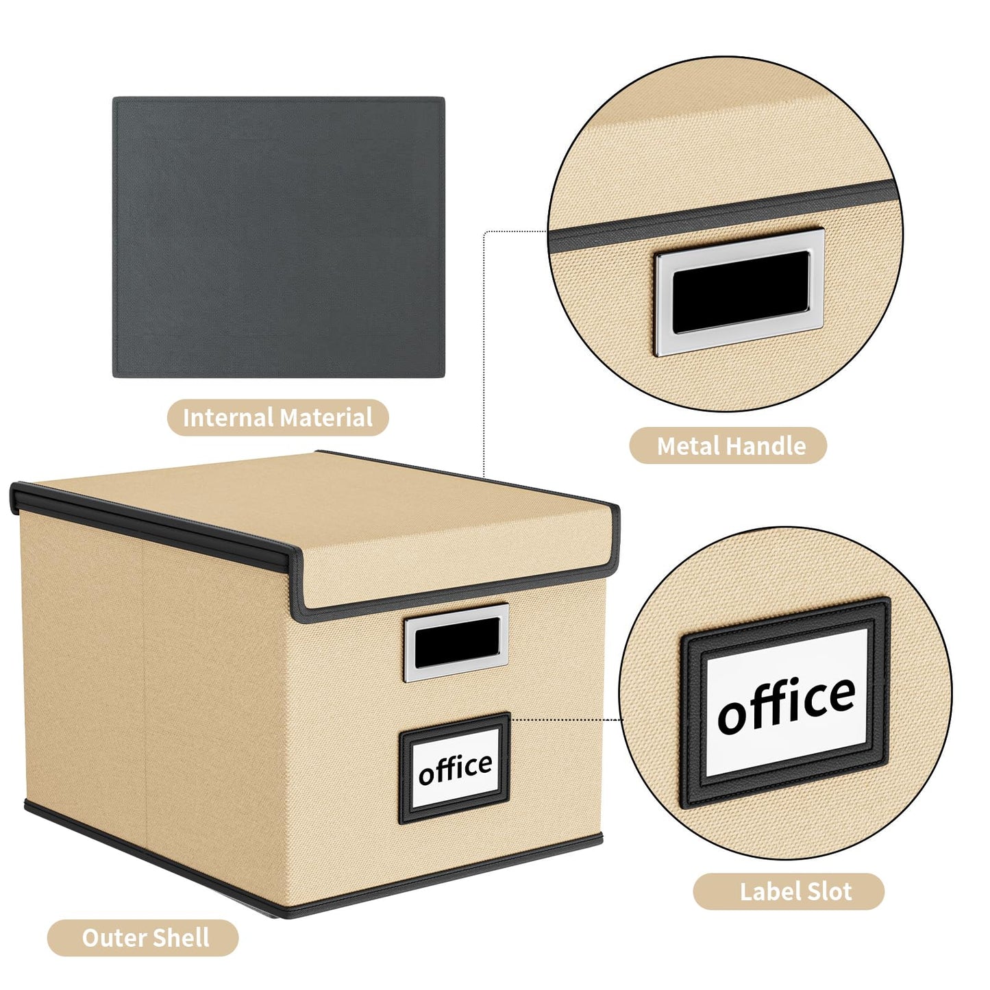Huolewa File Organizer Box with Lids, Collapsible File Folder Organizer
