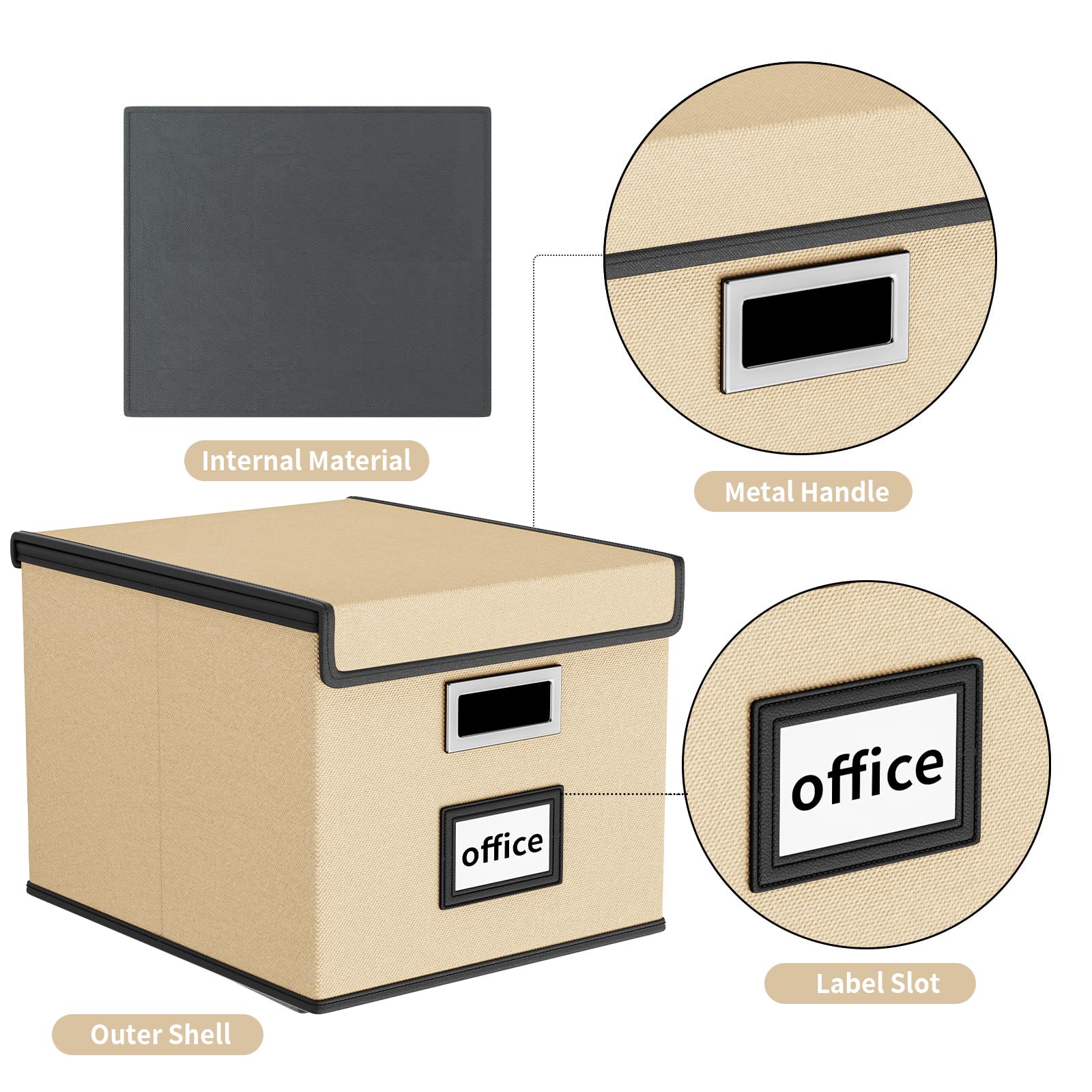 Huolewa File Organizer Box with Lids, Collapsible File Folder Organizer
