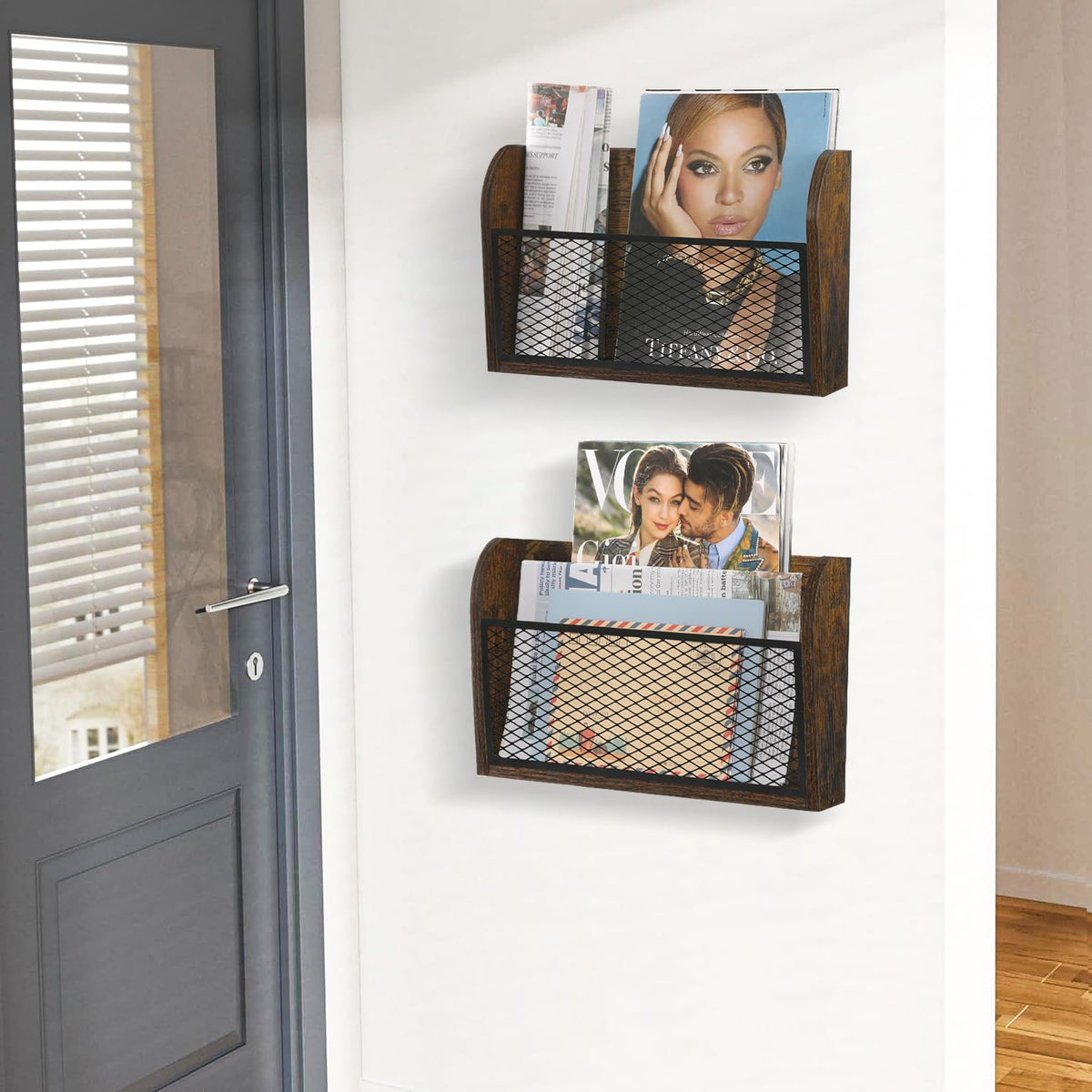 YINMIT 2 Packs Wall File Organizer-Holder, Hanging File Organizer, Wall Mounted File Holder, Wall