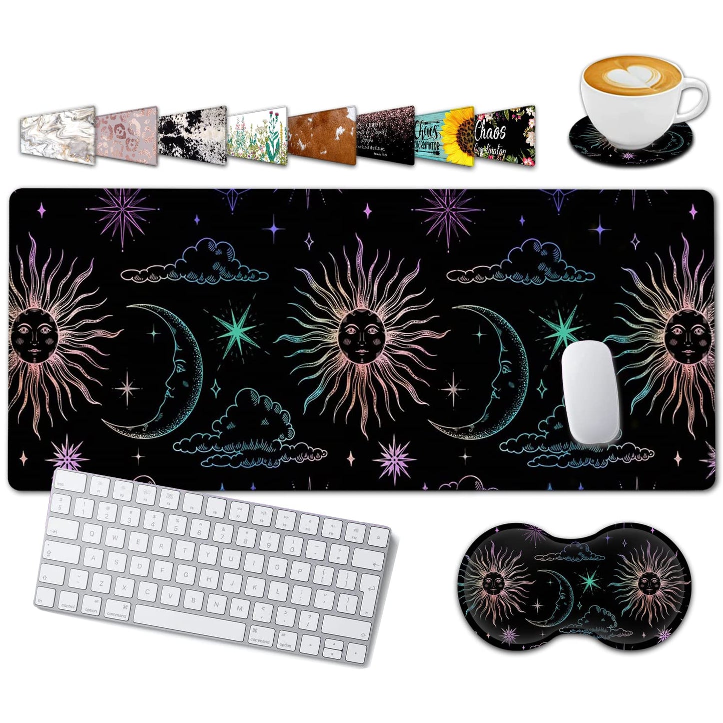 Large Gaming Mouse Pad, 31.5x11.8 in Extended Computer Mouse Mat with Non-Slip PU Base, Ergonomic