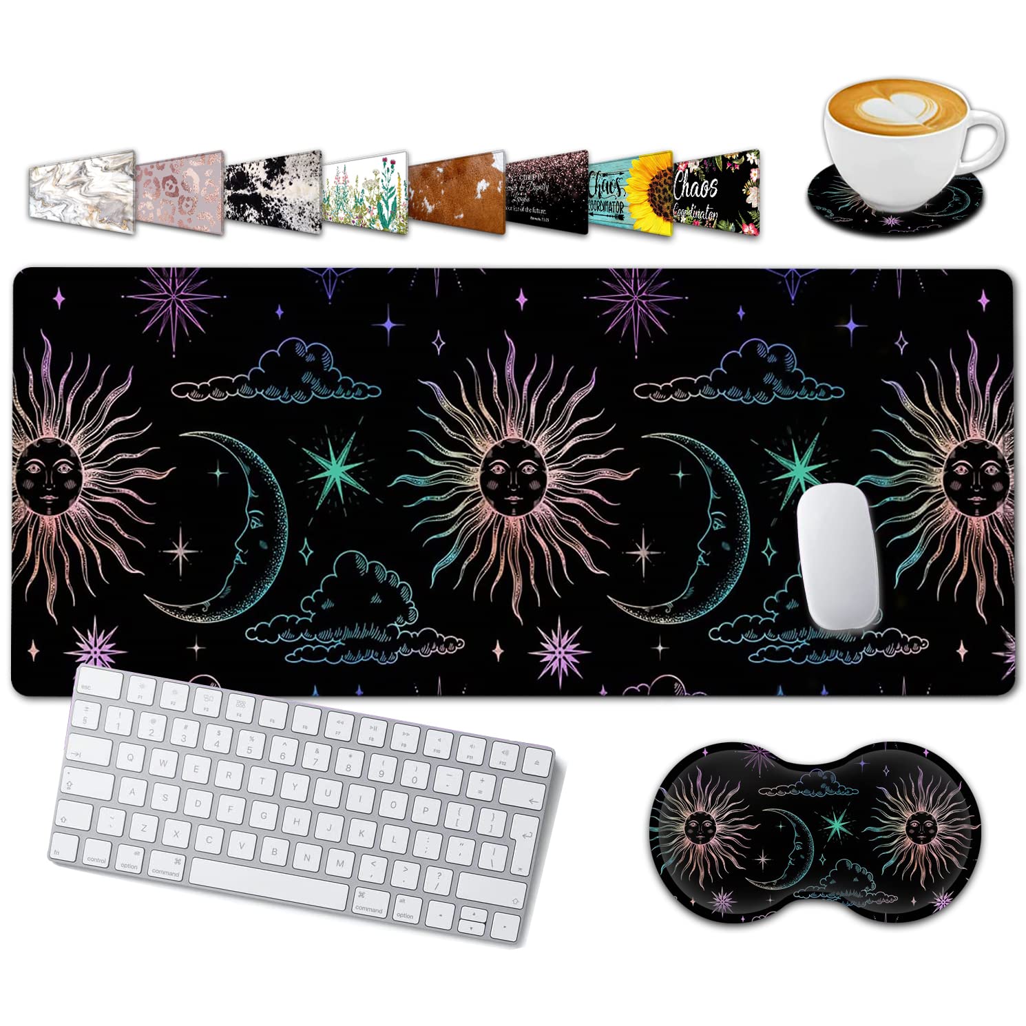Large Gaming Mouse Pad, 31.5x11.8 in Extended Computer Mouse Mat with Non-Slip PU Base, Ergonomic