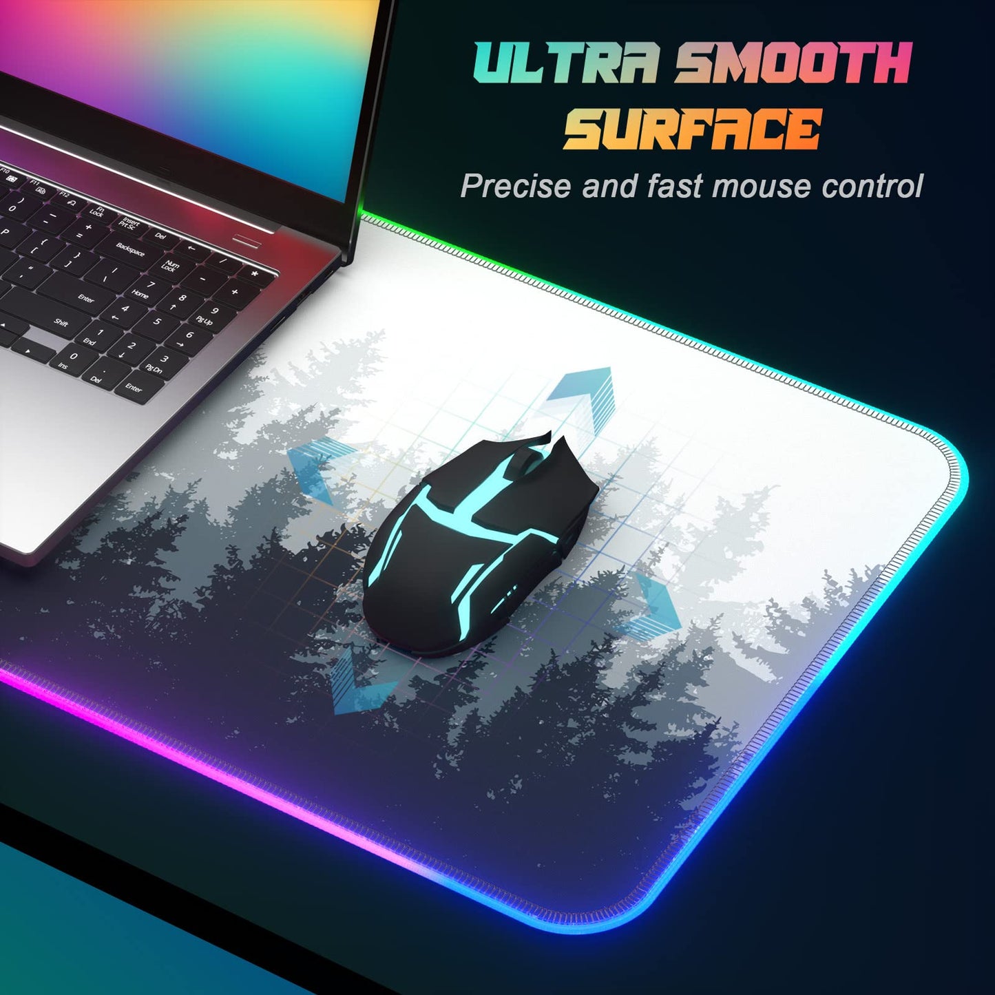 ITNRSIIET RGB Gaming Mouse Pad, Full Desk XL Extended Large Gaming Mousepad, 12 Lighting Modes 30%