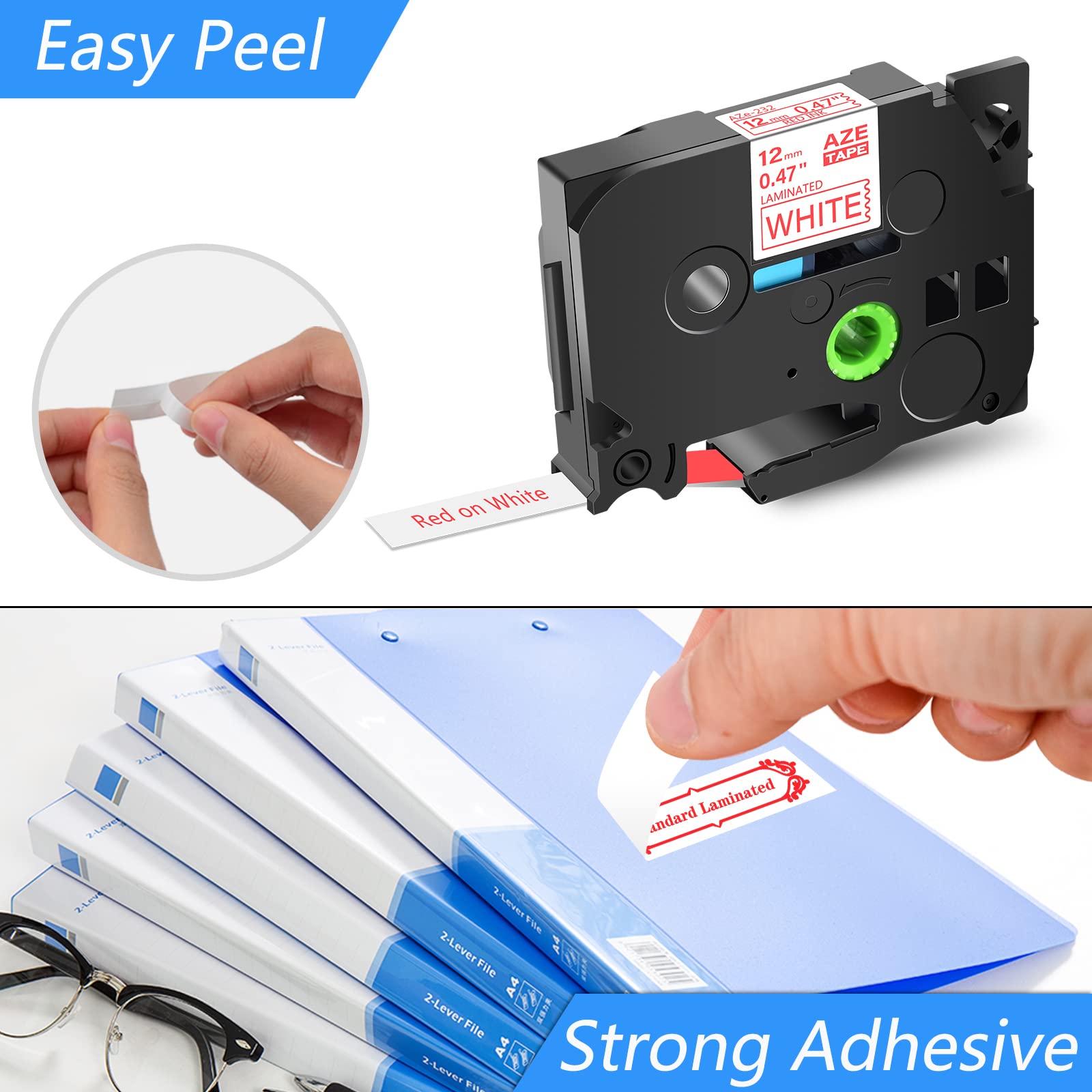 GREENCYCLE Compatible for Brother P Touch TZe Label Tape 12mm 0.47" Black on White/Clear/Silver
