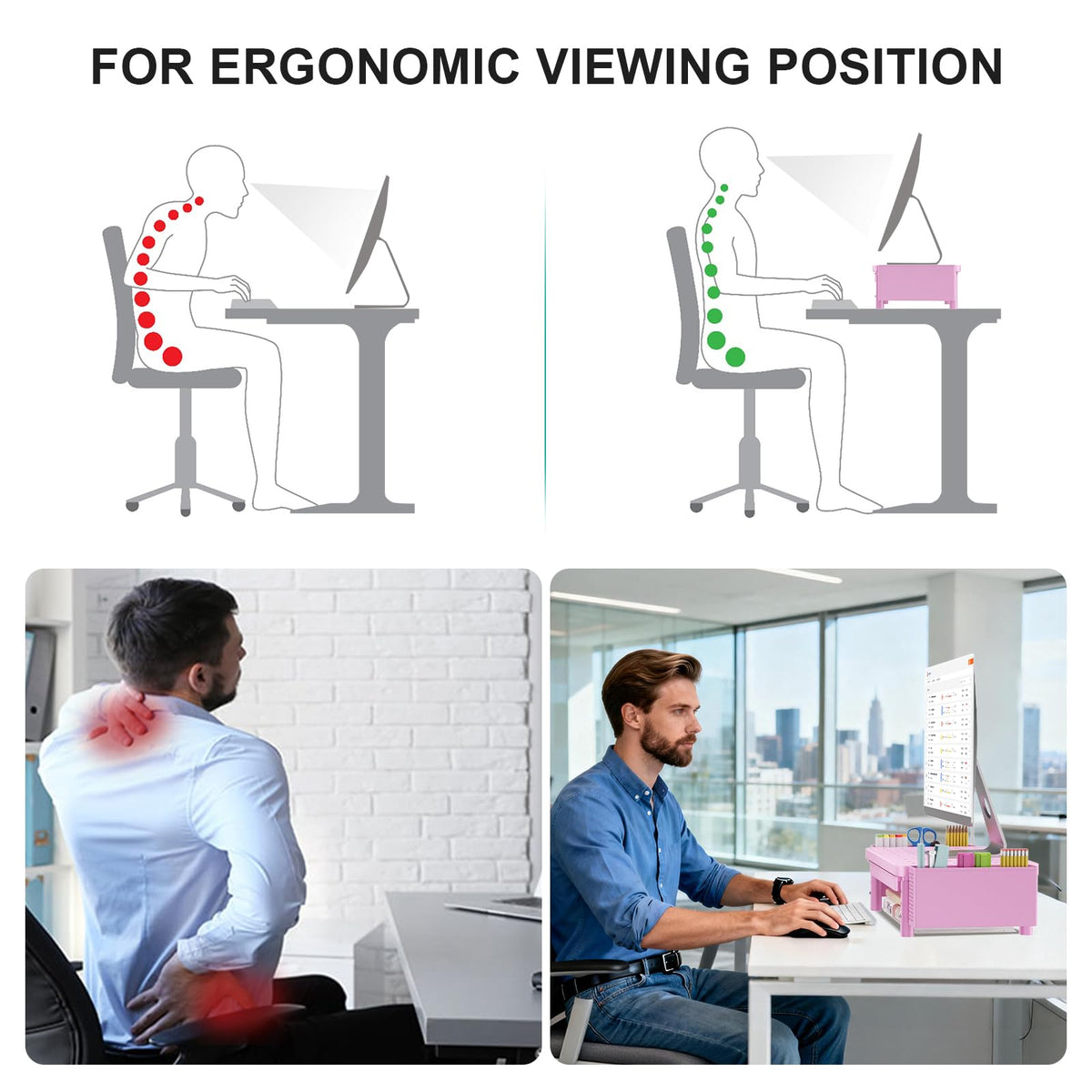 WALI Computer Monitor Stand with Storage and Pen Holder