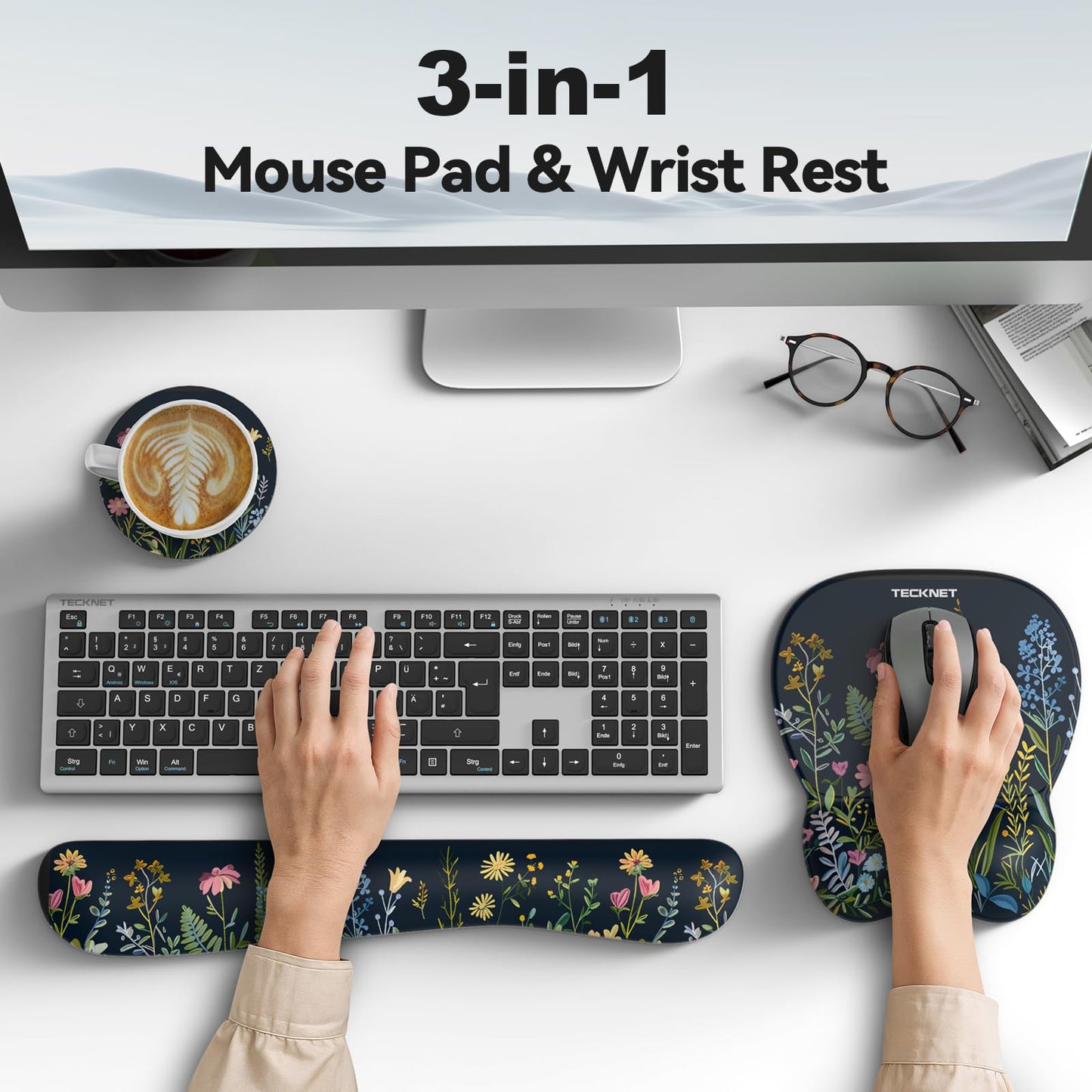 TECKNET Gel Ergonomic Mouse Pad & Keyboard Wrist Rest & Coaster