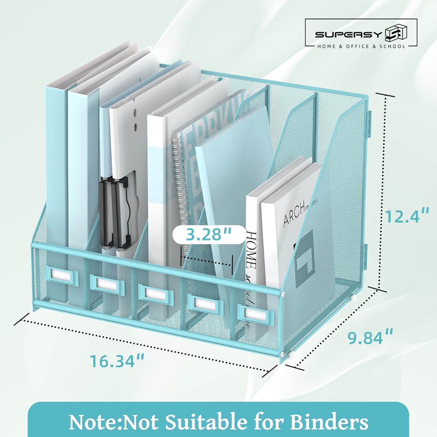 SUPEASY Desk Organizers Metal Desk Magazine File Holder with 5 Vertical Compartments Rack File