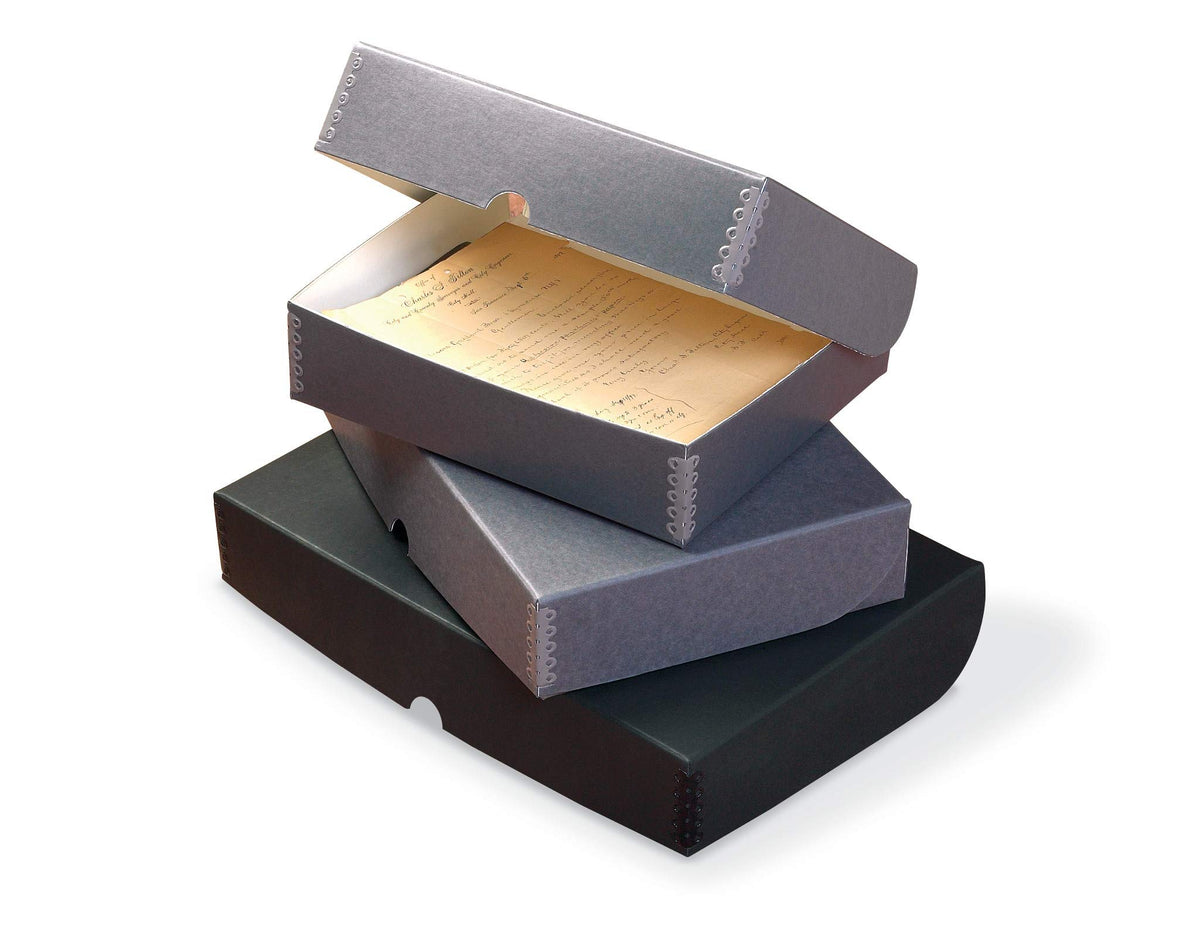 Gaylord Archival Blue/Grey Clamshell Preservation Box - 10 1/4W x 12 1/4L x 3" H