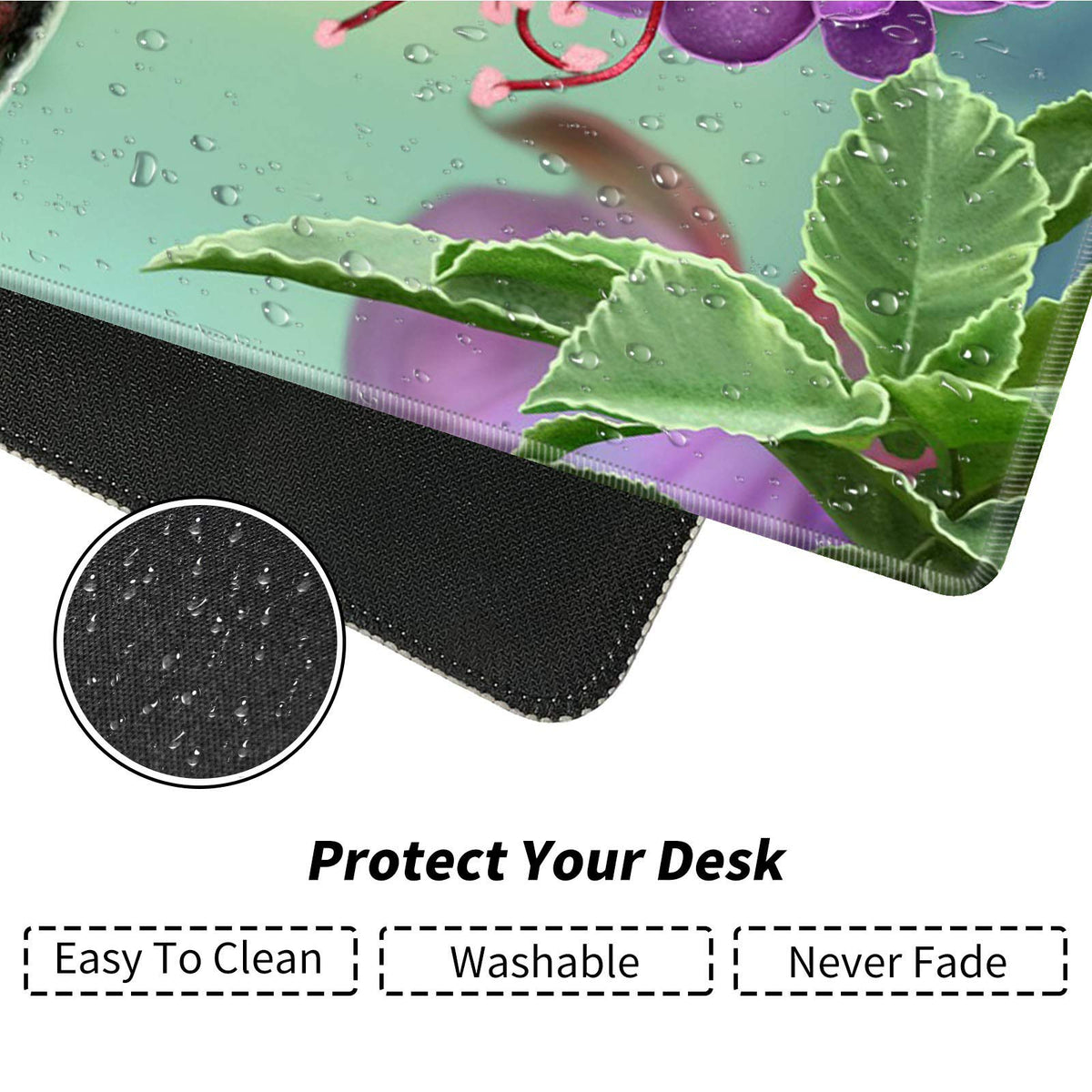 BEOTIWAD Large Mouse Pad with Cup Coaster, Hummingbird Flower