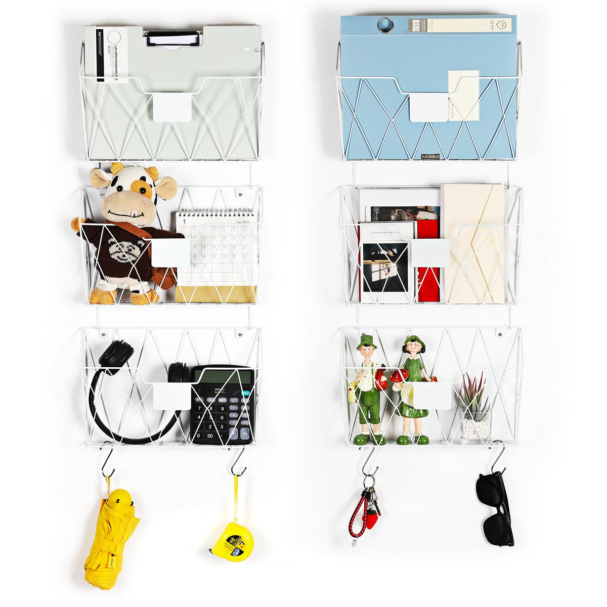 Wall File Organizer for Office, 6 Pack Metal Wall Baskets Wall File Holder