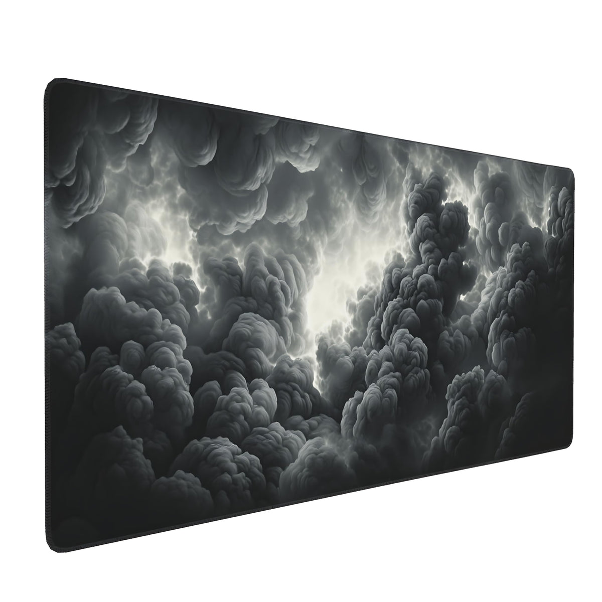 Aesthetic Cloud Gaming Mouse Pad, Grey Dark Epic Desk Mat with Anti-Slip Base & Stitched Edges