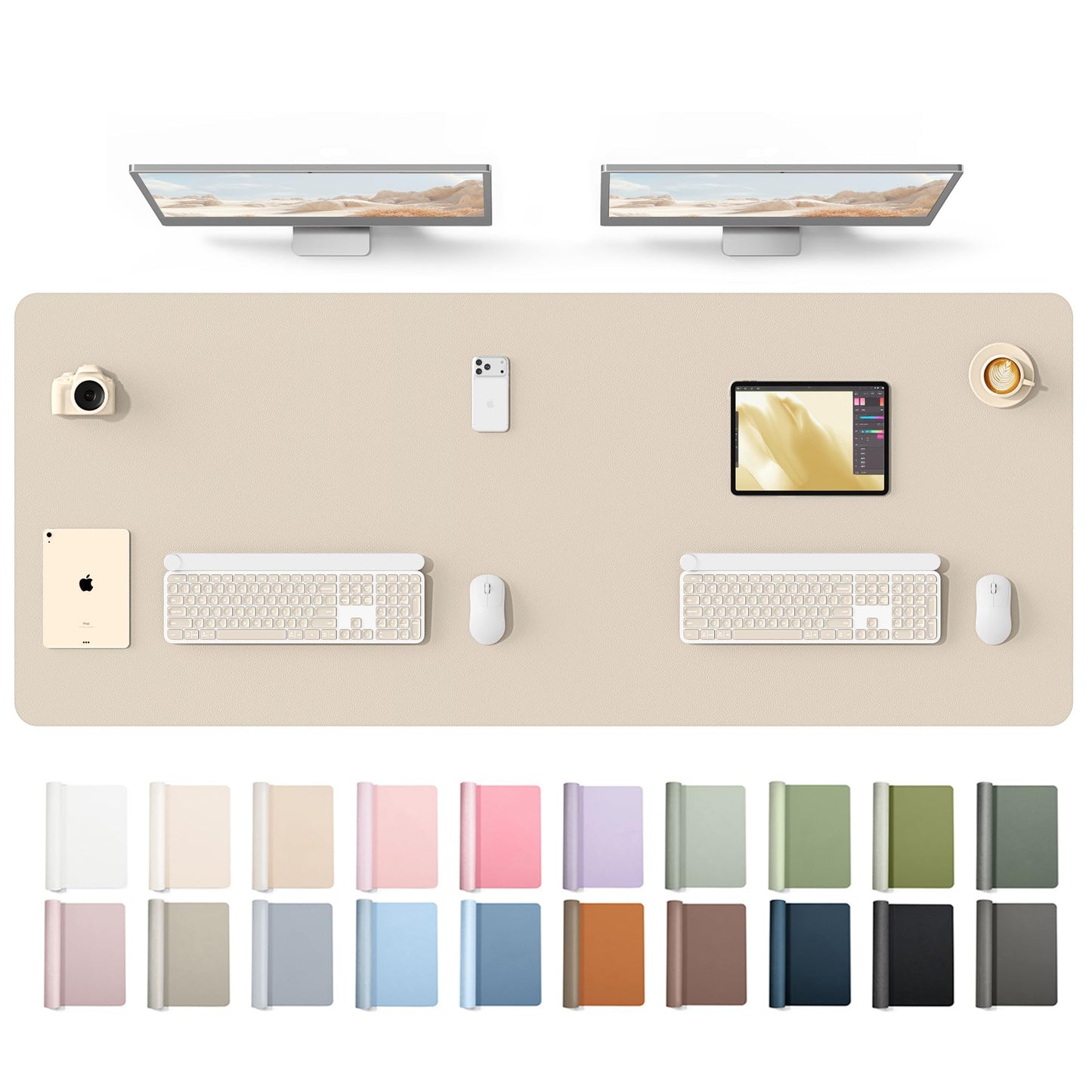 YSAGi Leather Desk Protector, Office Mat, Large Mouse Mat, Non-Slip PU Leather Blotter, Laptop Desk