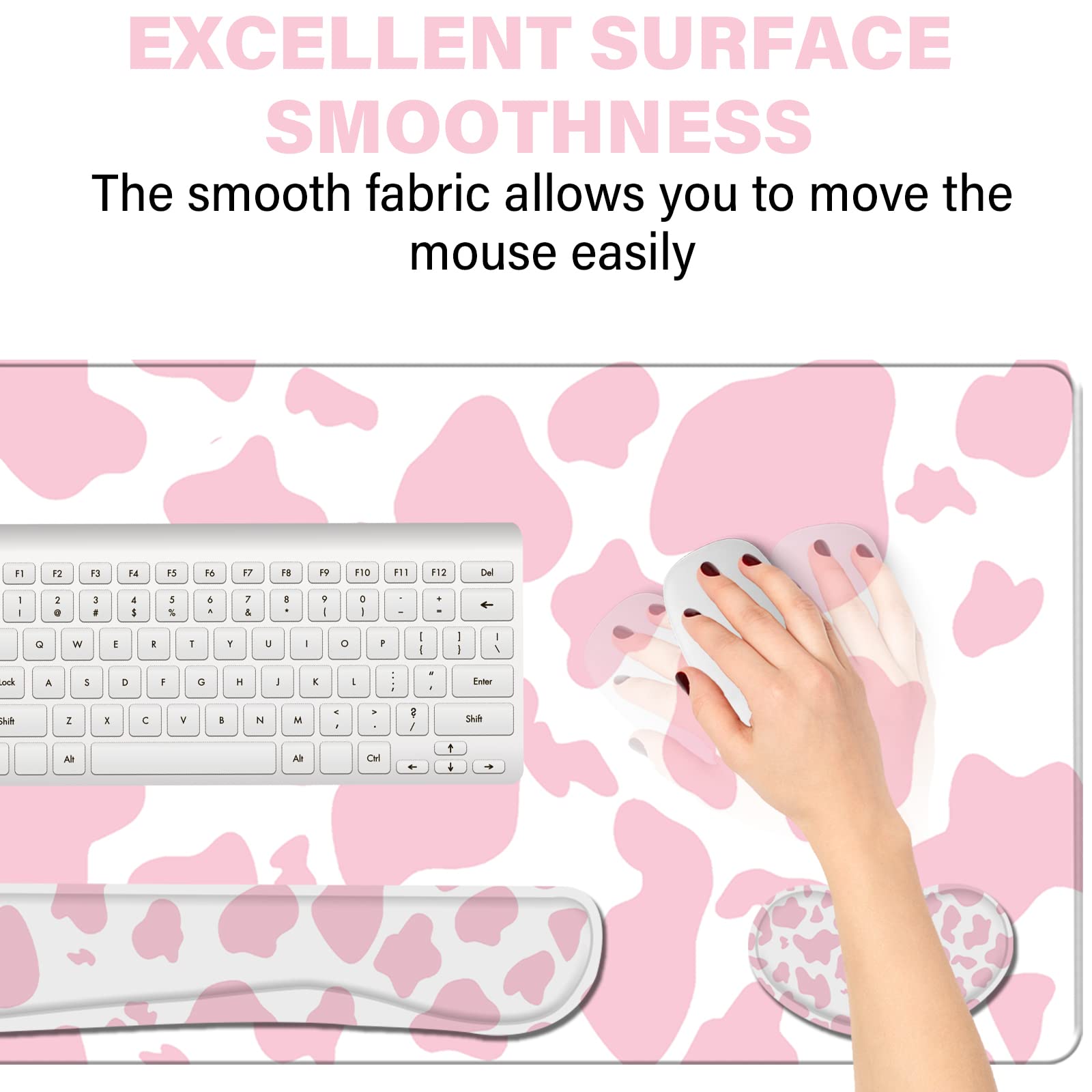Deokke 3Pcs Large Gaming Mouse Pad Desk Mat,Keyboard Mouse Wrist Rest Support Set,Extended Laptop