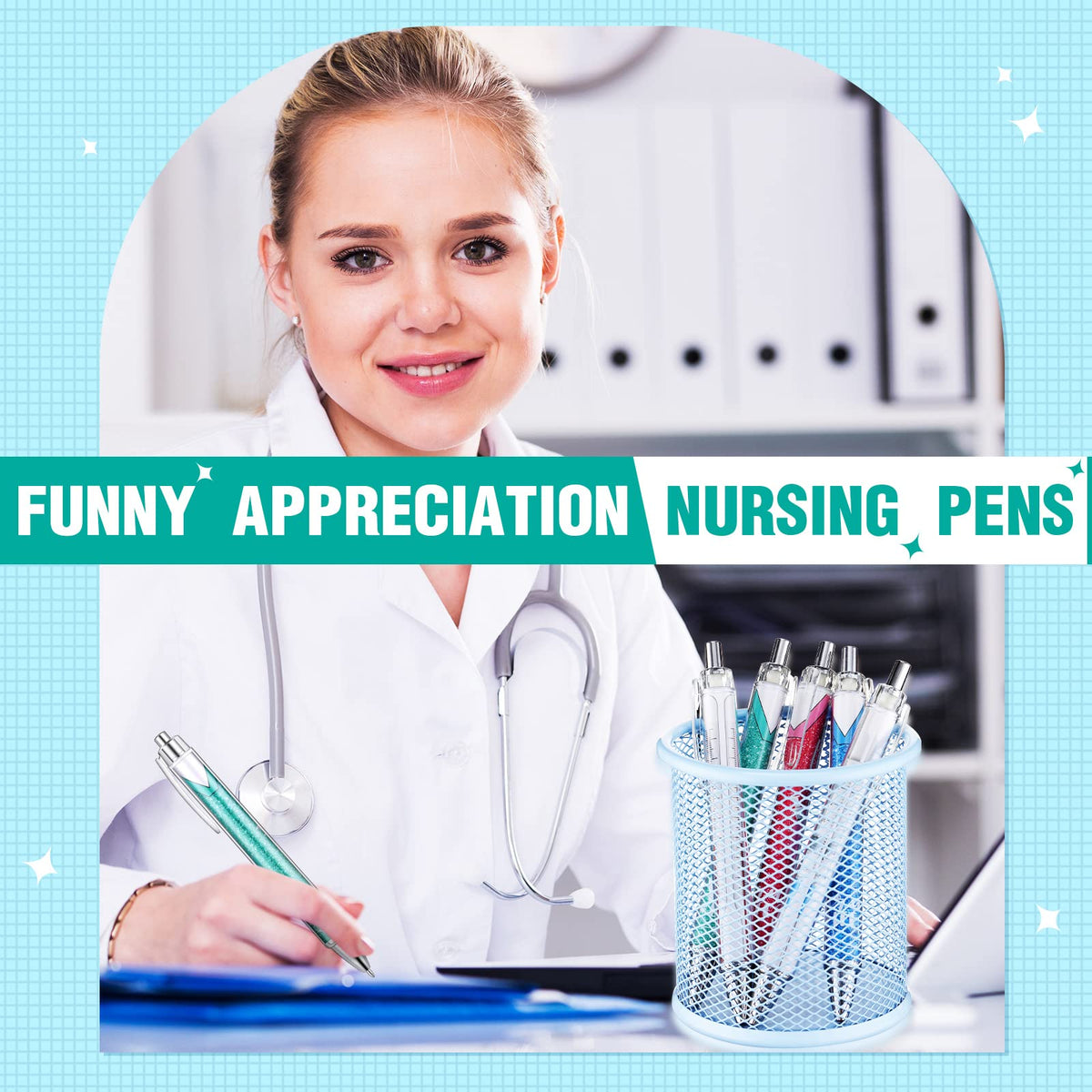 Jetec 100 Pcs Nurse Week Pens Ballpoint Bulk Cna Gift Appreciation Ink Funny Pens Set OT Month